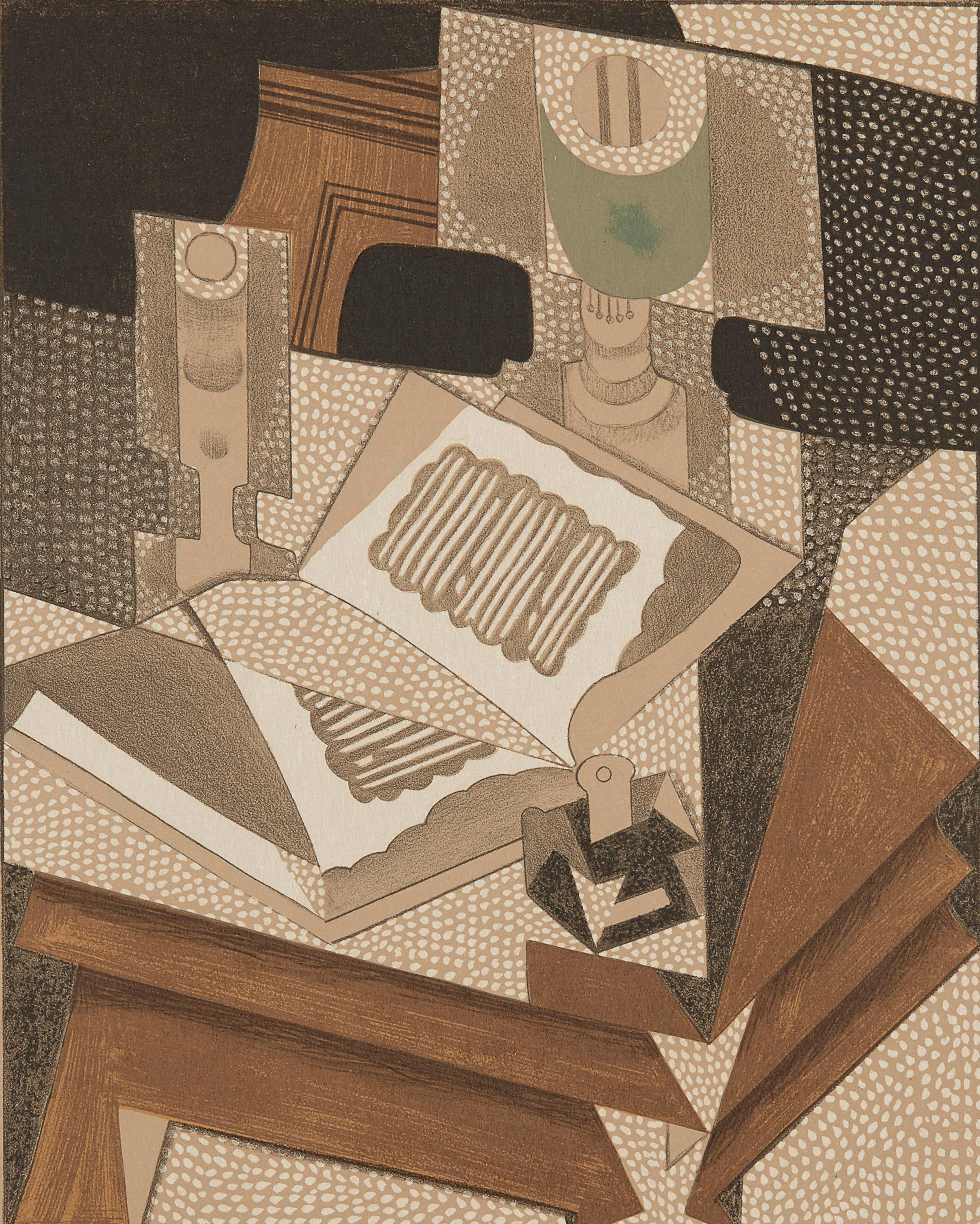 Juan Gris Abstract Print - Gris, Le Livre (Kahnweiler 1969), Au Soleil du Plafond (after)