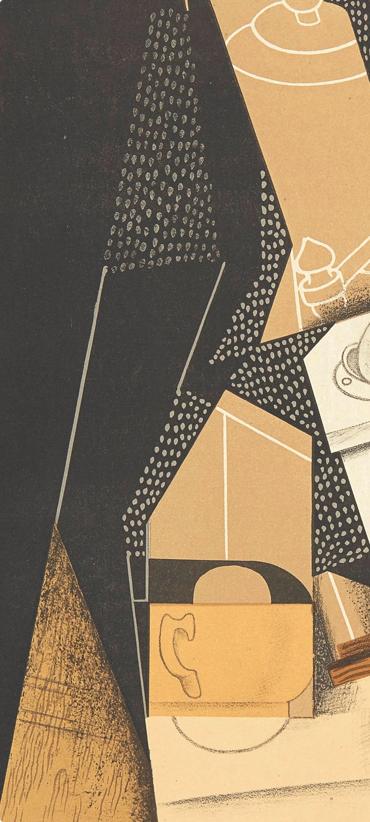 Gris, Le Moulin à Café I (Kahnweiler 26), Au Soleil du Plafond (after) - Brown Abstract Print by Juan Gris