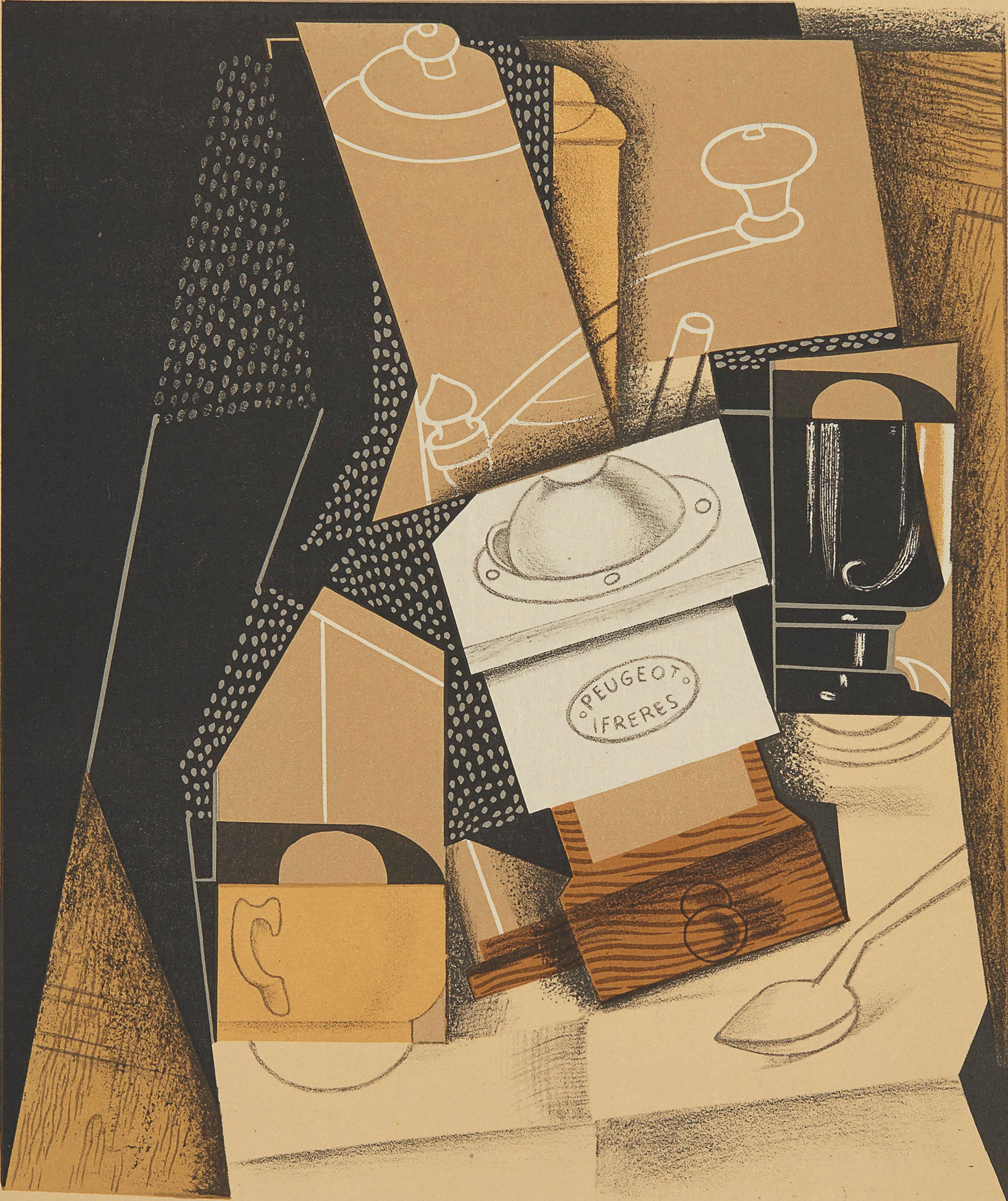 Juan Gris Still-Life Print - Gris, Moulin à Cafe (Kahnweiler 1969), Au Soleil du Plafond (after)