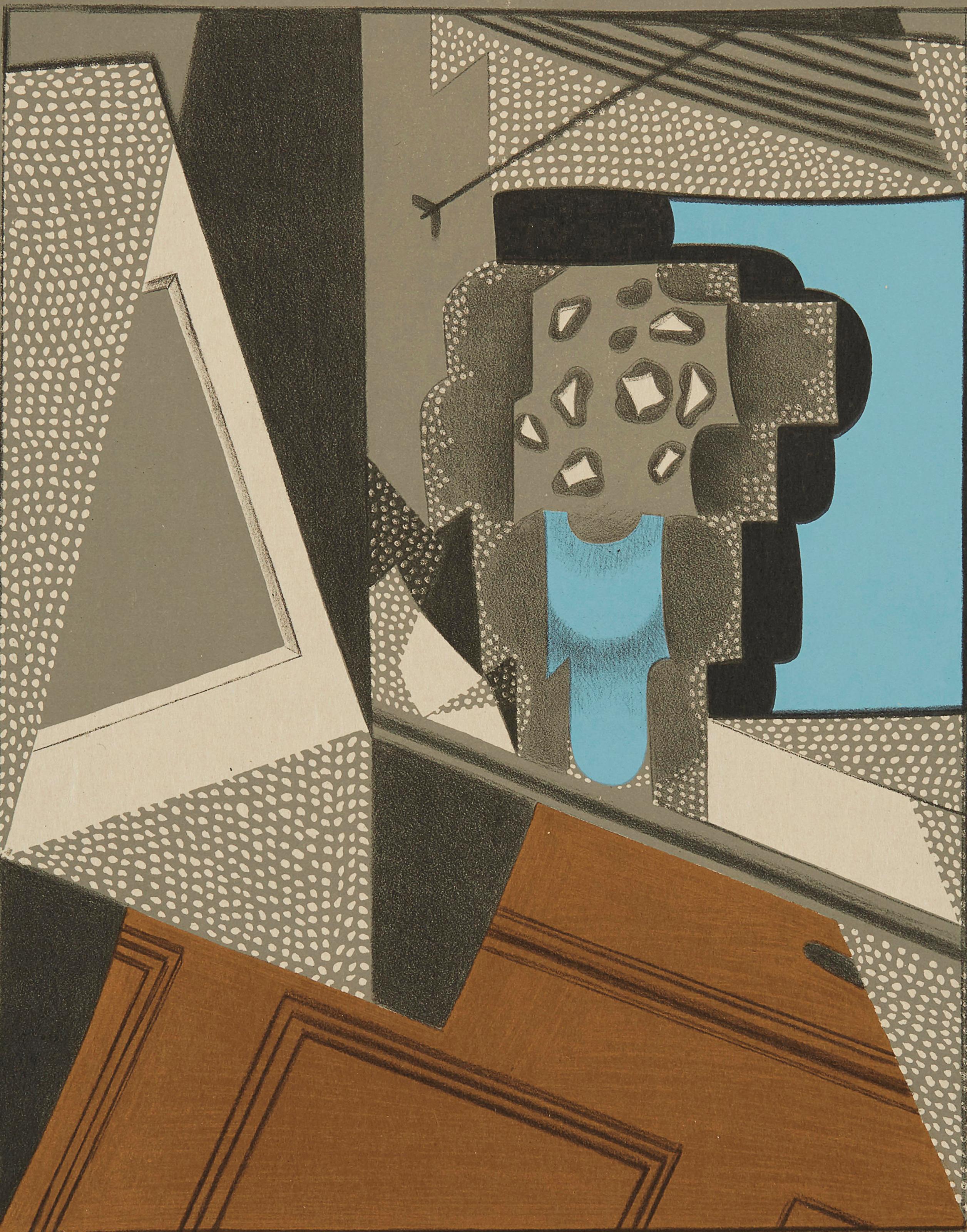 Juan Gris Abstract Print – Gris, Pot de fleurs (Kahnweiler 1969), Au Soleil du Plafond (nach)