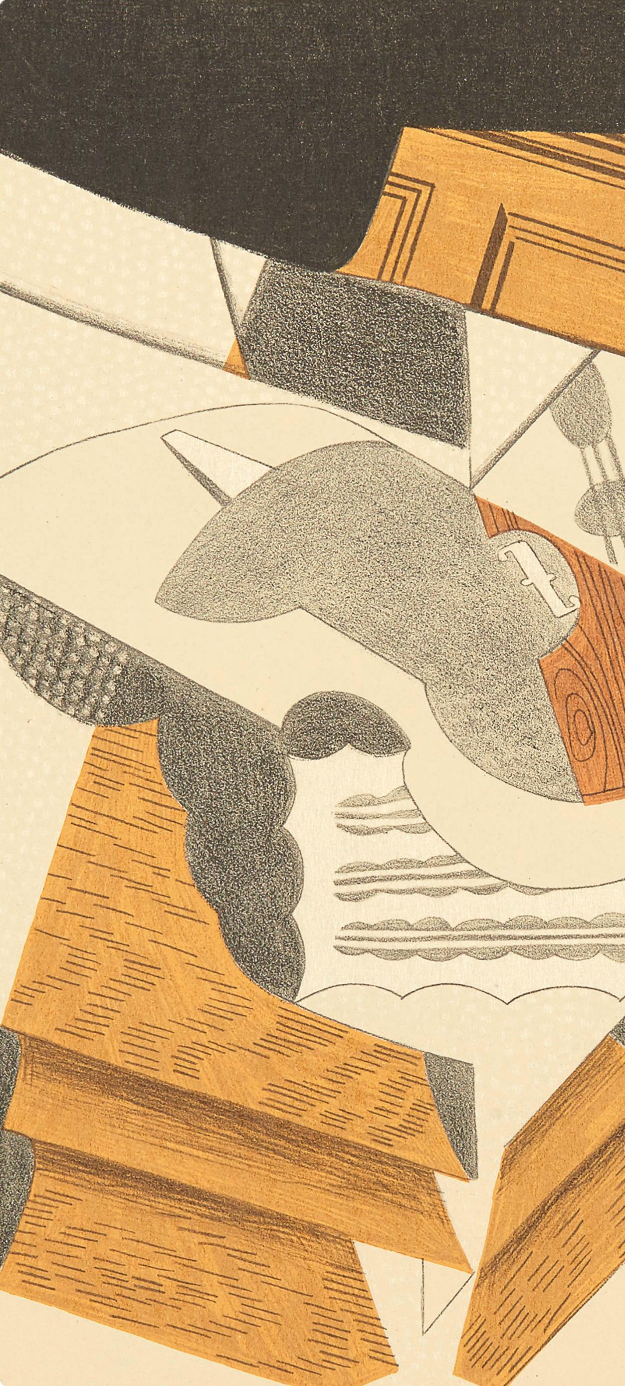 Gris, Violin (Kahnweiler 26), Au Soleil du Plafond (after) - Orange Abstract Print by Juan Gris