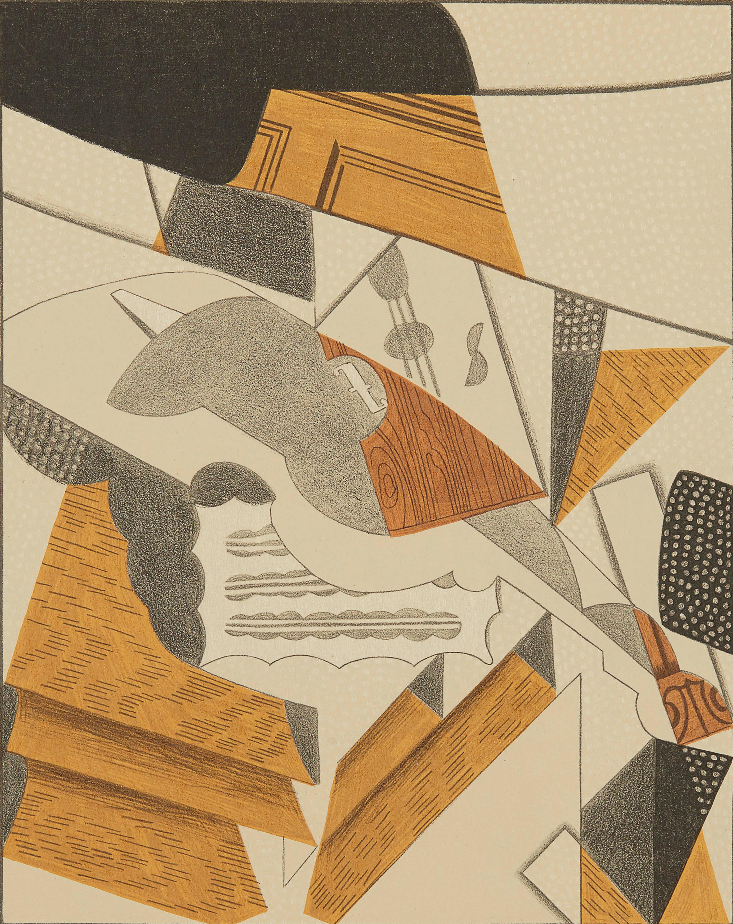 Juan Gris Abstract Print – Gris, Violon (Kahnweiler 1969), Au Soleil du Plafond (nach)