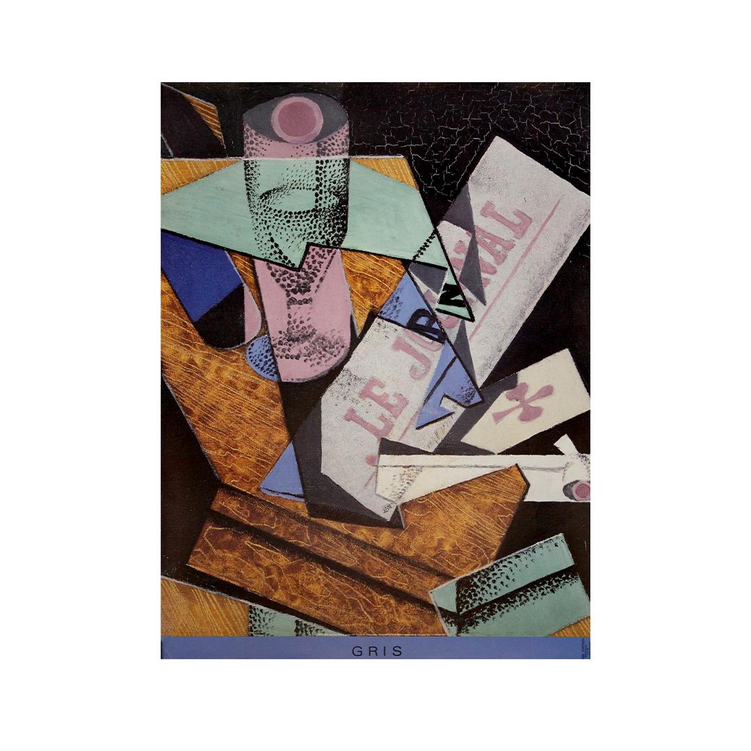 Original exhibition poster by Juan Gris from 1990 features “Verre et Journal” For Sale 1