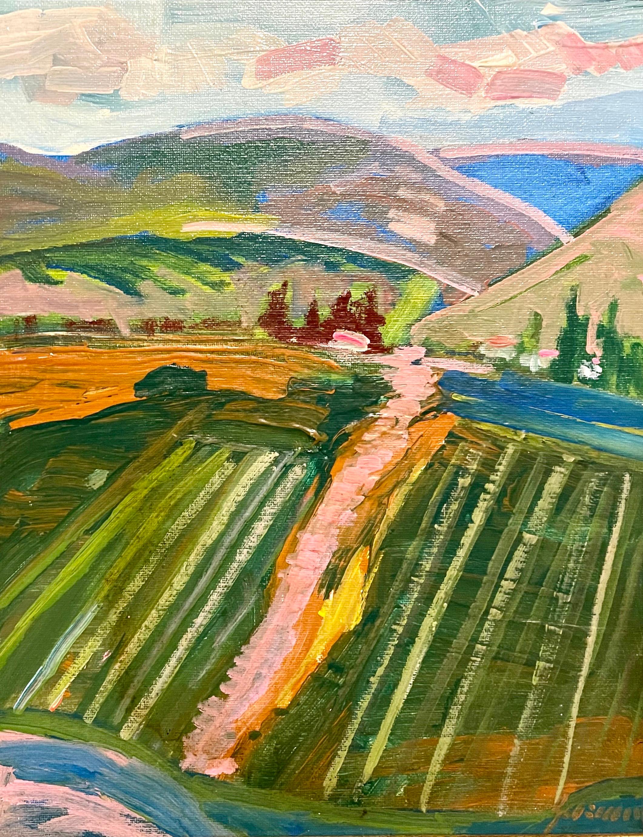 A beautiful, luminous landscape painting.
I believe this is oil paint. It might be acrylic.
17.5 X 14.5 framed.  14 X 11 sight

Juan Guzman-Maldonado is a Chilean Postwar & Contemporary painter who was born in 1948.
He moved to California in 1972.