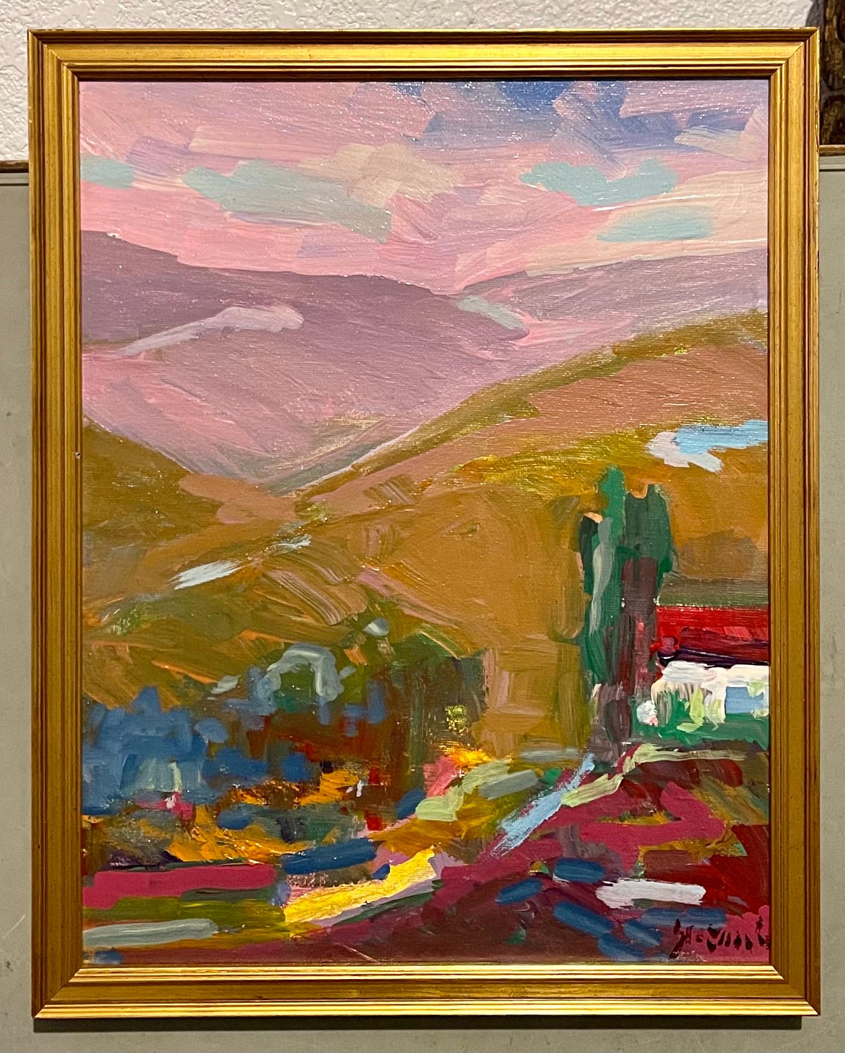 A beautiful, luminous landscape painting.
I believe this is oil paint. It might be acrylic.
15X12 with frame.  13.5 X 10.5 sight.

Juan Guzman-Maldonado is a Chilean Postwar & Contemporary painter who was born in 1948.
He moved to California in