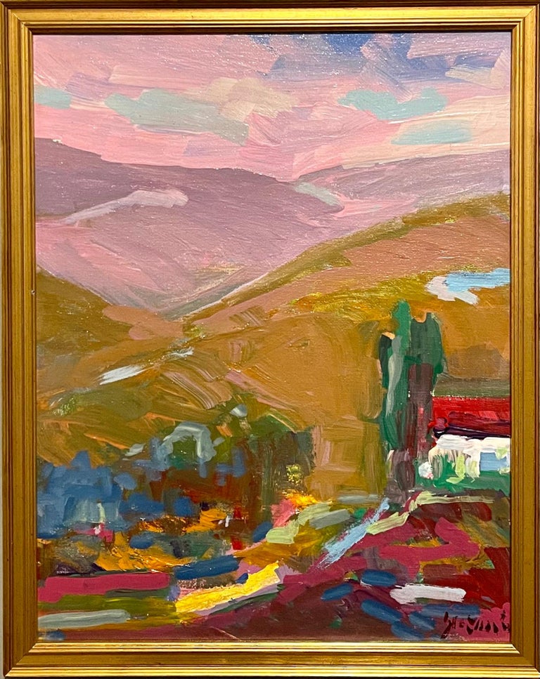 A beautiful, luminous landscape painting.
I believe this is oil paint. It might be acrylic.
15X12 with frame.  13.5 X 10.5 sight.

Juan Guzman-Maldonado is a Chilean Postwar & Contemporary painter who was born in 1948.
He moved to California in