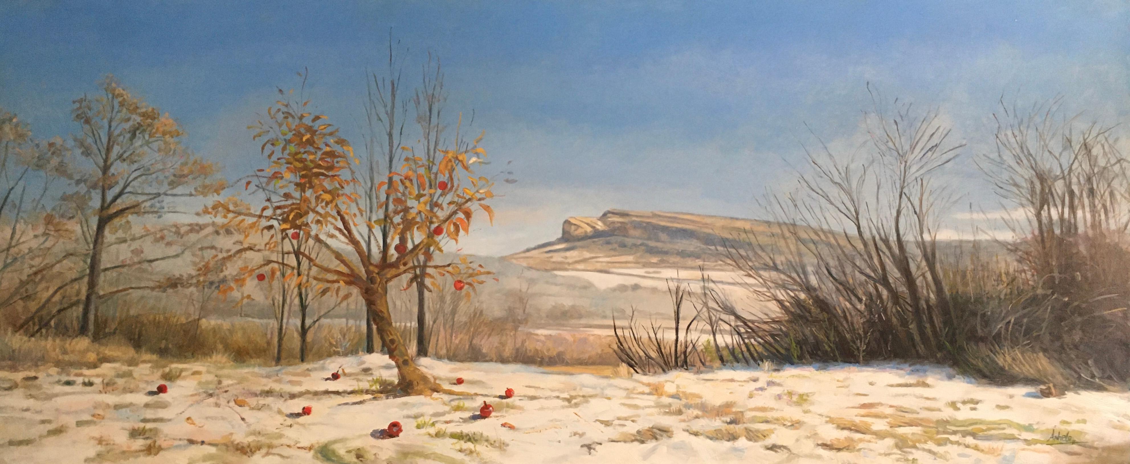 Anhelo Landscape Painting - Apples in January  Oil on panel Post-Impressionist Large Format Living Landscape