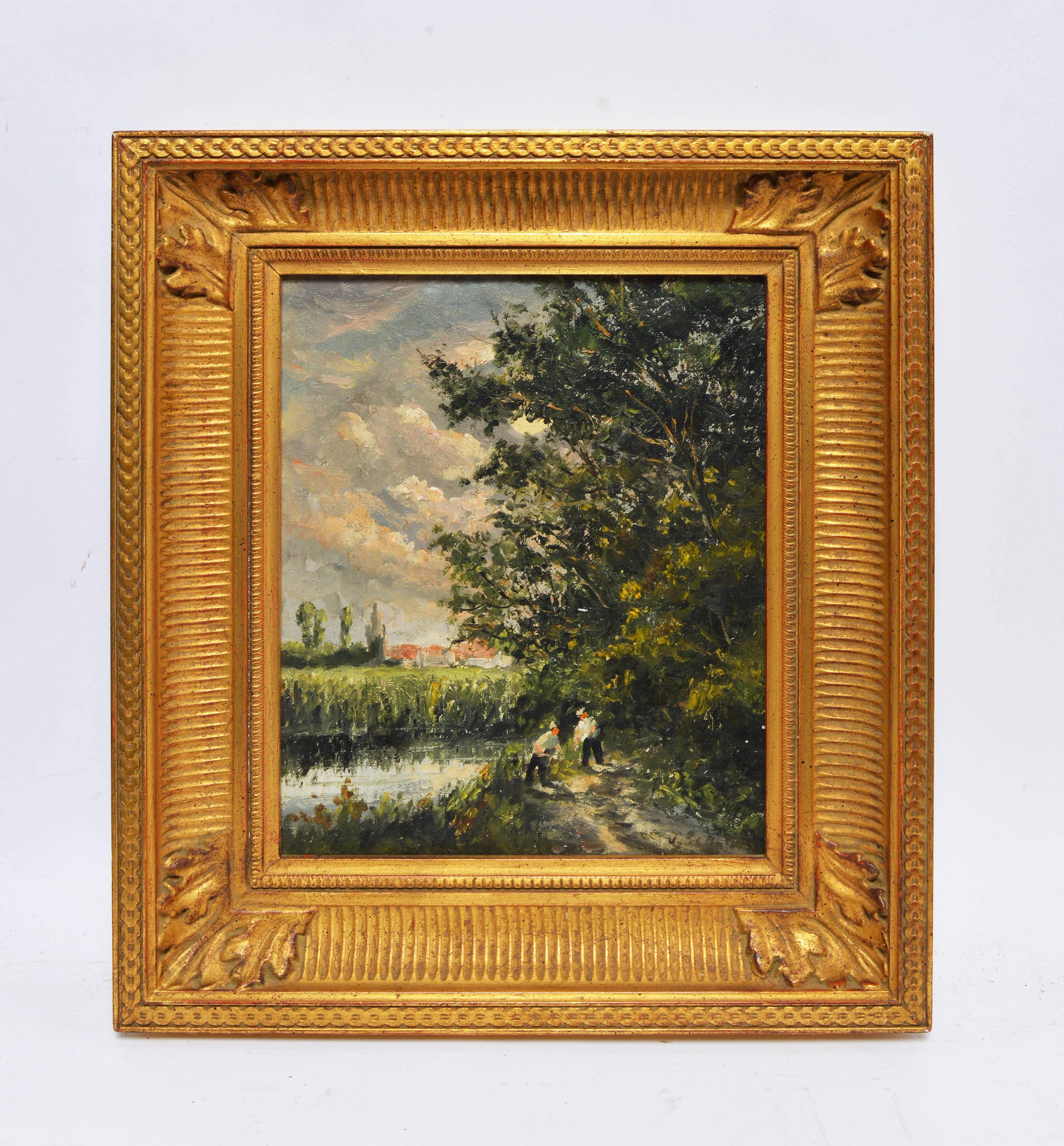 Barbizon Landscape by Jules Rene Herve - Painting by Jules René Hervé