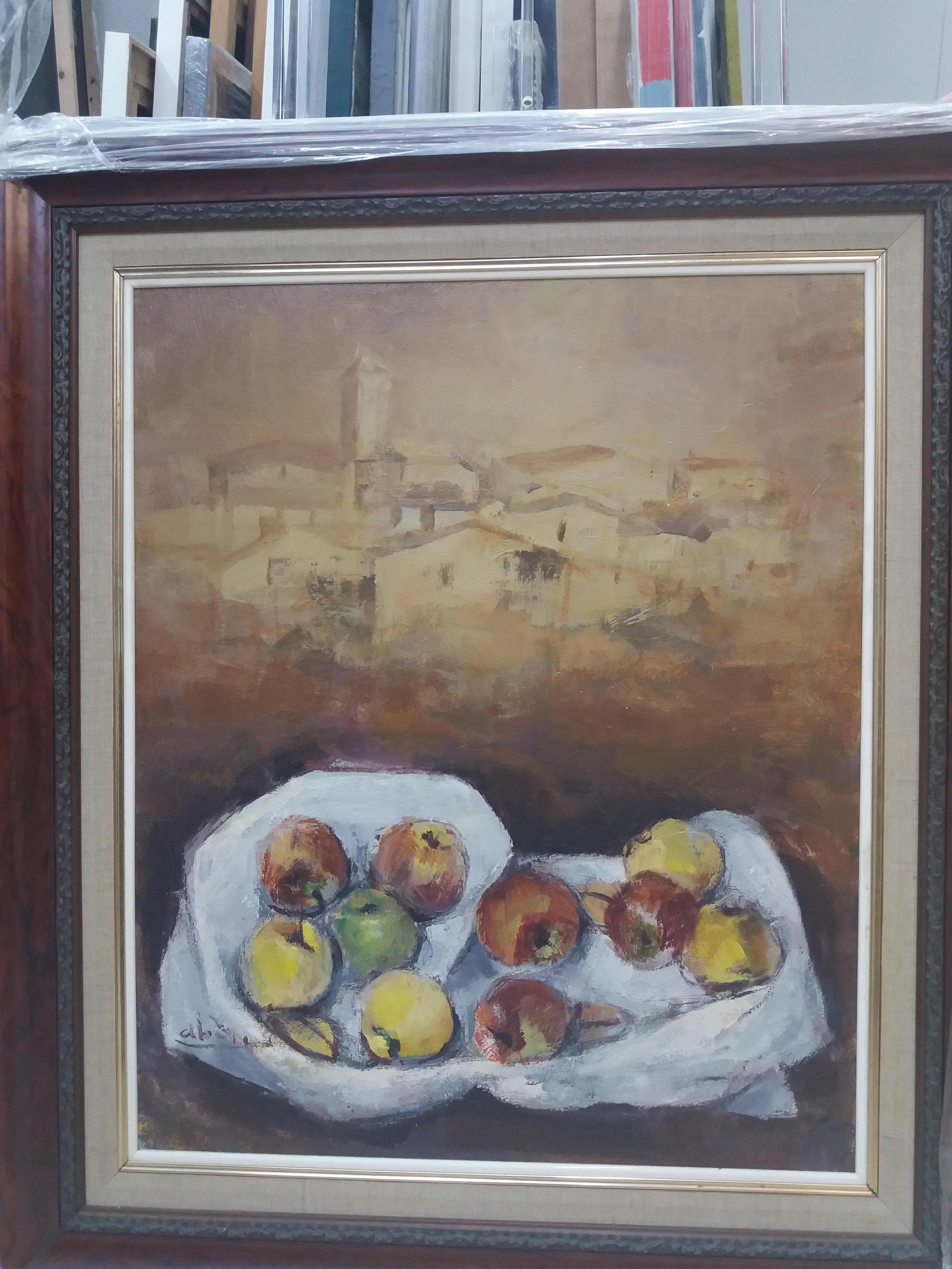 Abella  Frutas  Vertical   bodegón cubista original pintura acrílica - Painting de Juan Jose Abella Rubio