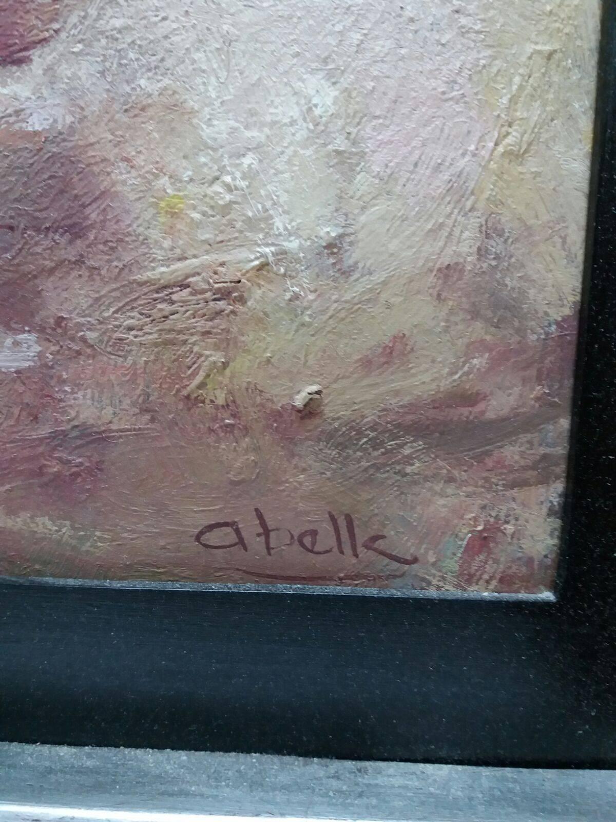 Abella. Tema religioso.Pittura acrilica originale. 
Juan Jose Abella Rubio è nato a Estercuel, una frazione del bacino minerario di Teruel, nel marzo del 1944. Nella sua pittura sono ben presenti i colori ocra e rossastri del suo primo ambiente.
Nel