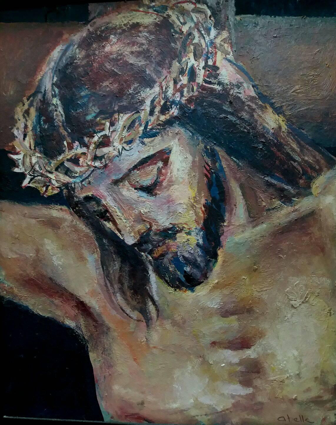  Abella, 5  Jesus Christ Religious theme. original acrylic painting - Impressionist Painting by Juan Jose Abella Rubio