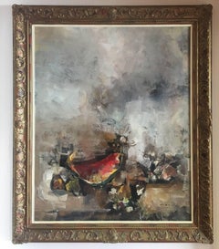 Abella  Senkrecht  Groß. Stilleben Kubistisches Original  Acryl-Leinwand-Gemälde