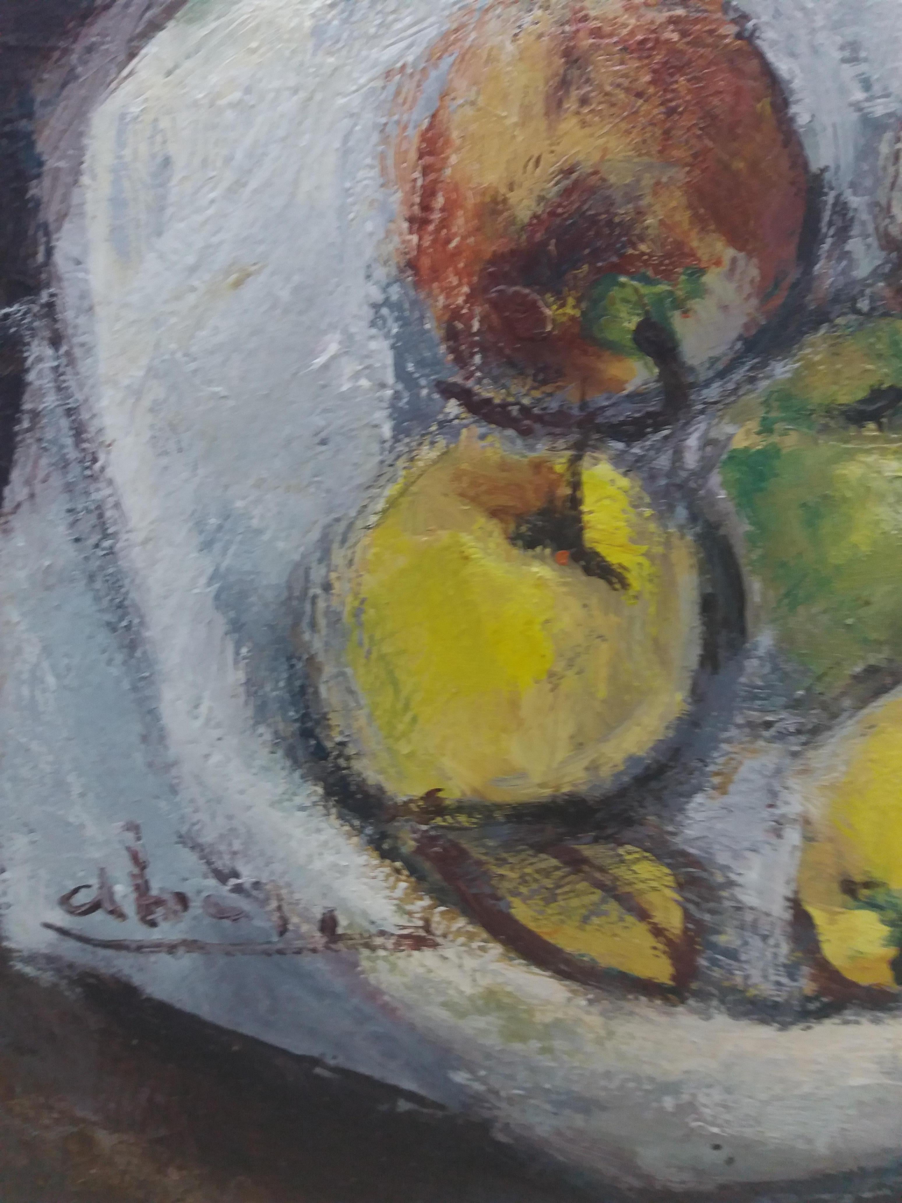  Abella  Fruits  Vertical   original still life Cubist acrylic painting For Sale 5