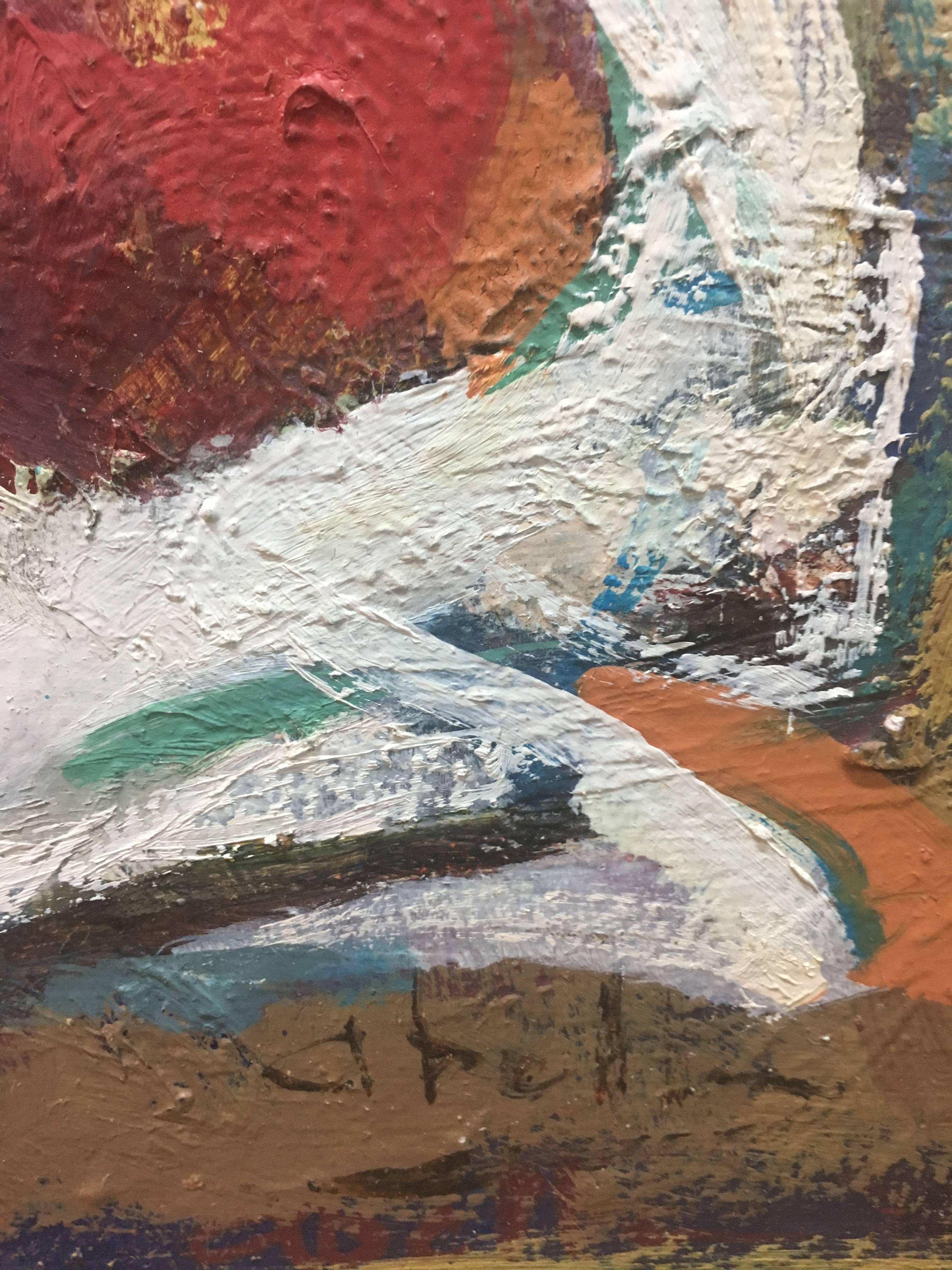 
Abella, pittura acrilica cubista originale di natura morta - 
Juan Jose Abella Rubio è nato a Estercuel, una frazione del bacino minerario di Teruel, nel marzo del 1944. Nella sua pittura sono ben presenti i colori ocra e rossastri del suo primo