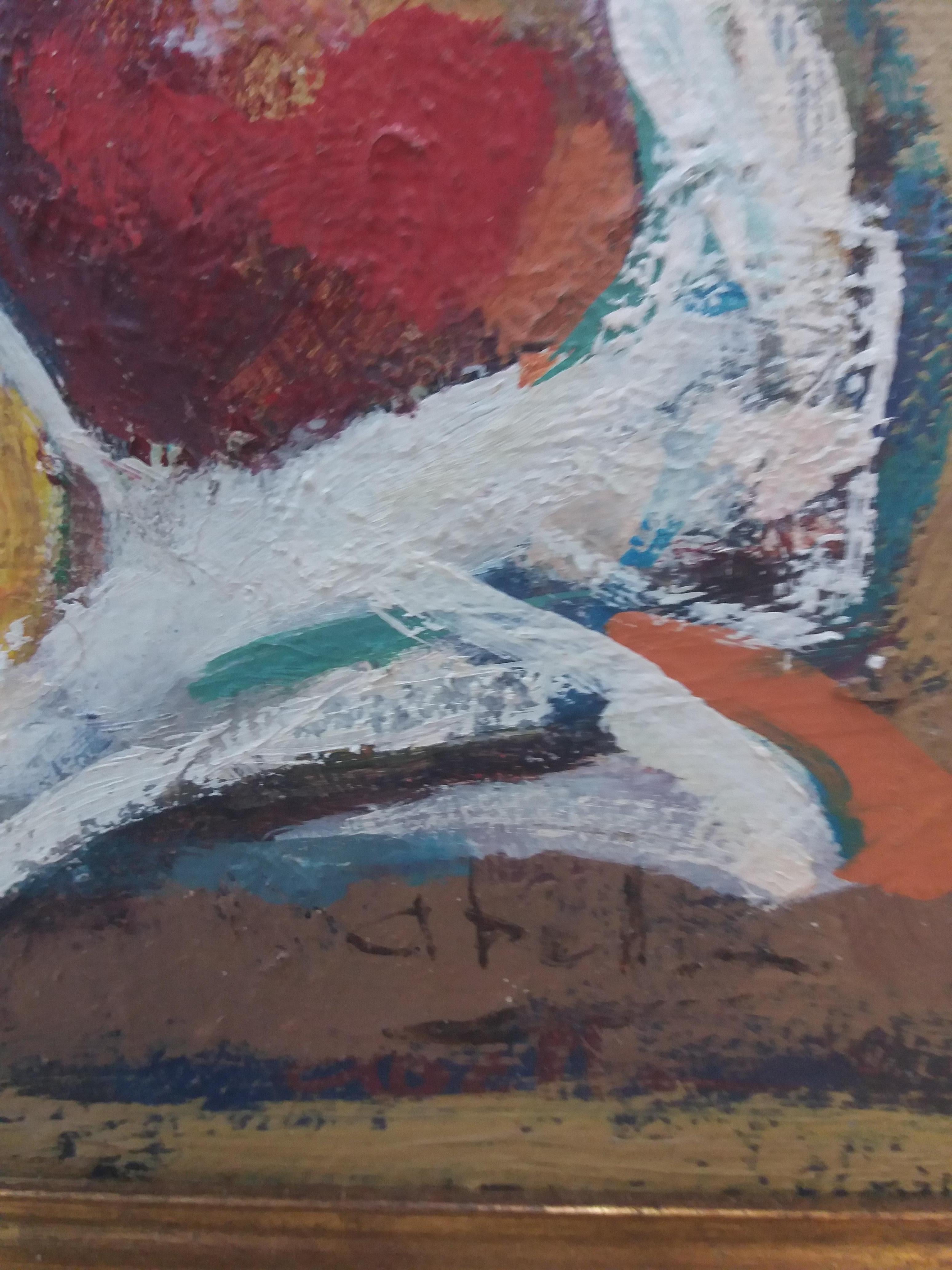 Abella  Fiori e frutti   pittura acrilica cubista originale di natura morta in vendita 3