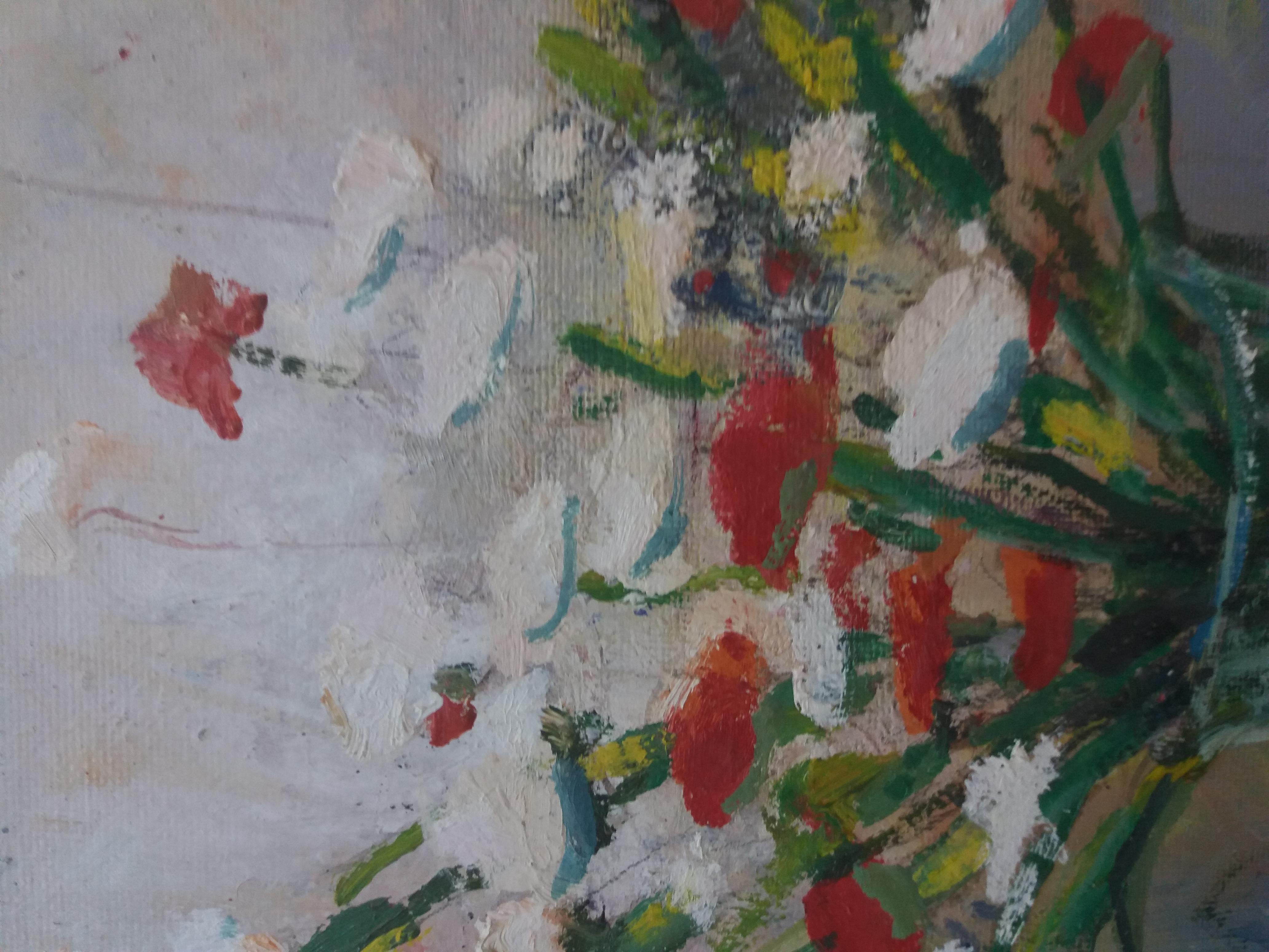 Abella  Fiori e frutti   pittura acrilica cubista originale di natura morta in vendita 4