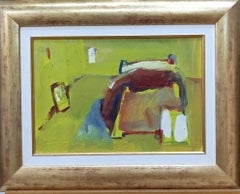 Cuadro original de Abella, estilo cubista, óleo sobre madera, finales del siglo XX