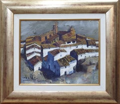 Abella Town Original Landscape Cubist acrylic painting