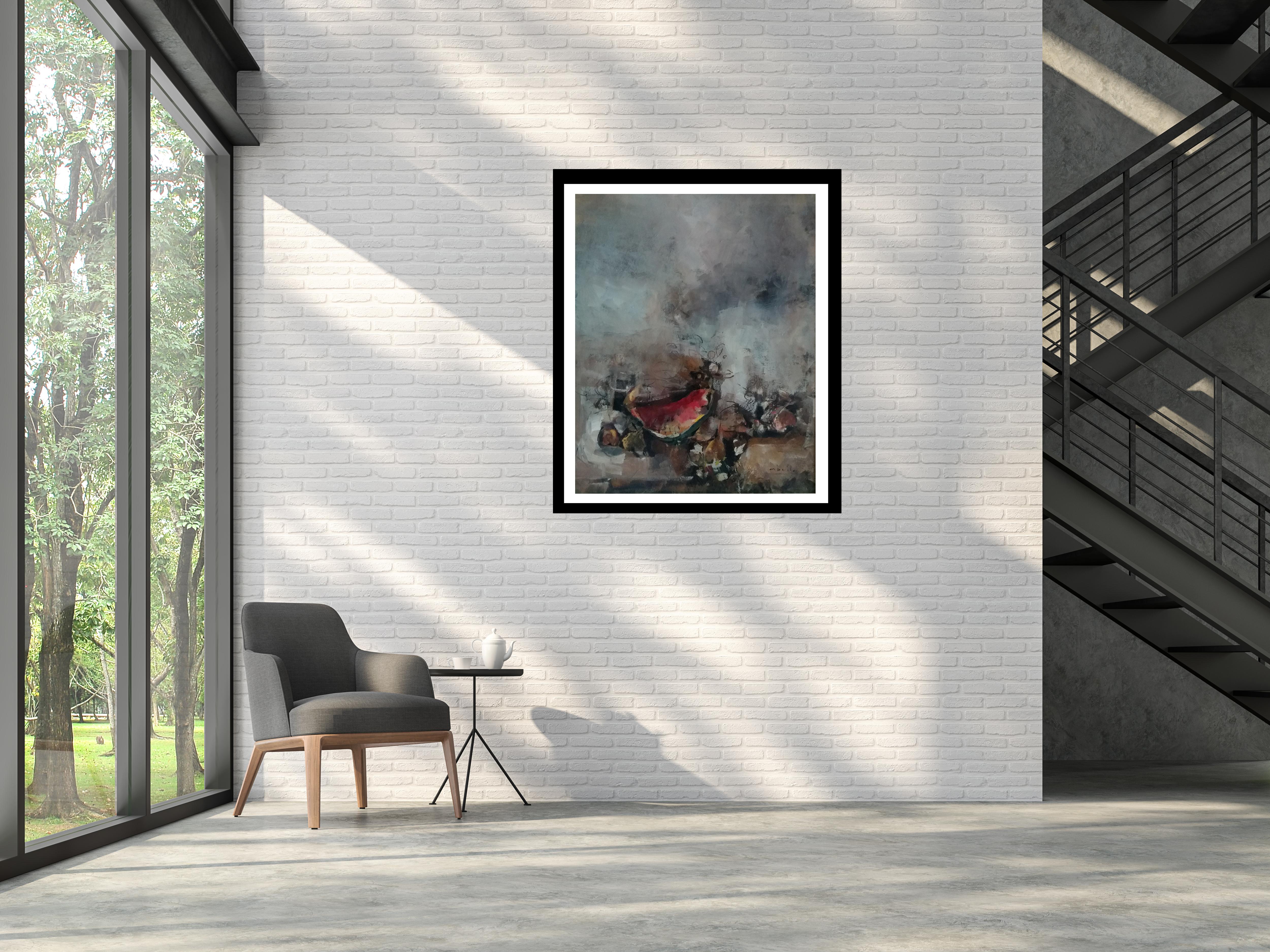 Abella  Vertical  Grandes. Still-lafe Cubist original  peinture acrylique sur toile en vente 3