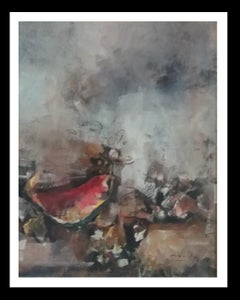 Abella  Vertical  Big. Still-lafe Cubist original  acrylic canvas painting