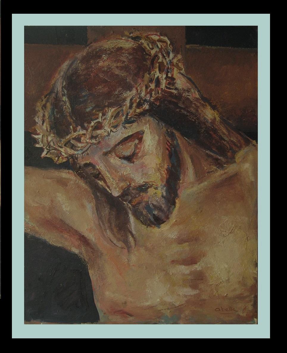  Abella,   Religiöses Thema Jesus Christ. Original-Acrylgemälde im Angebot 3