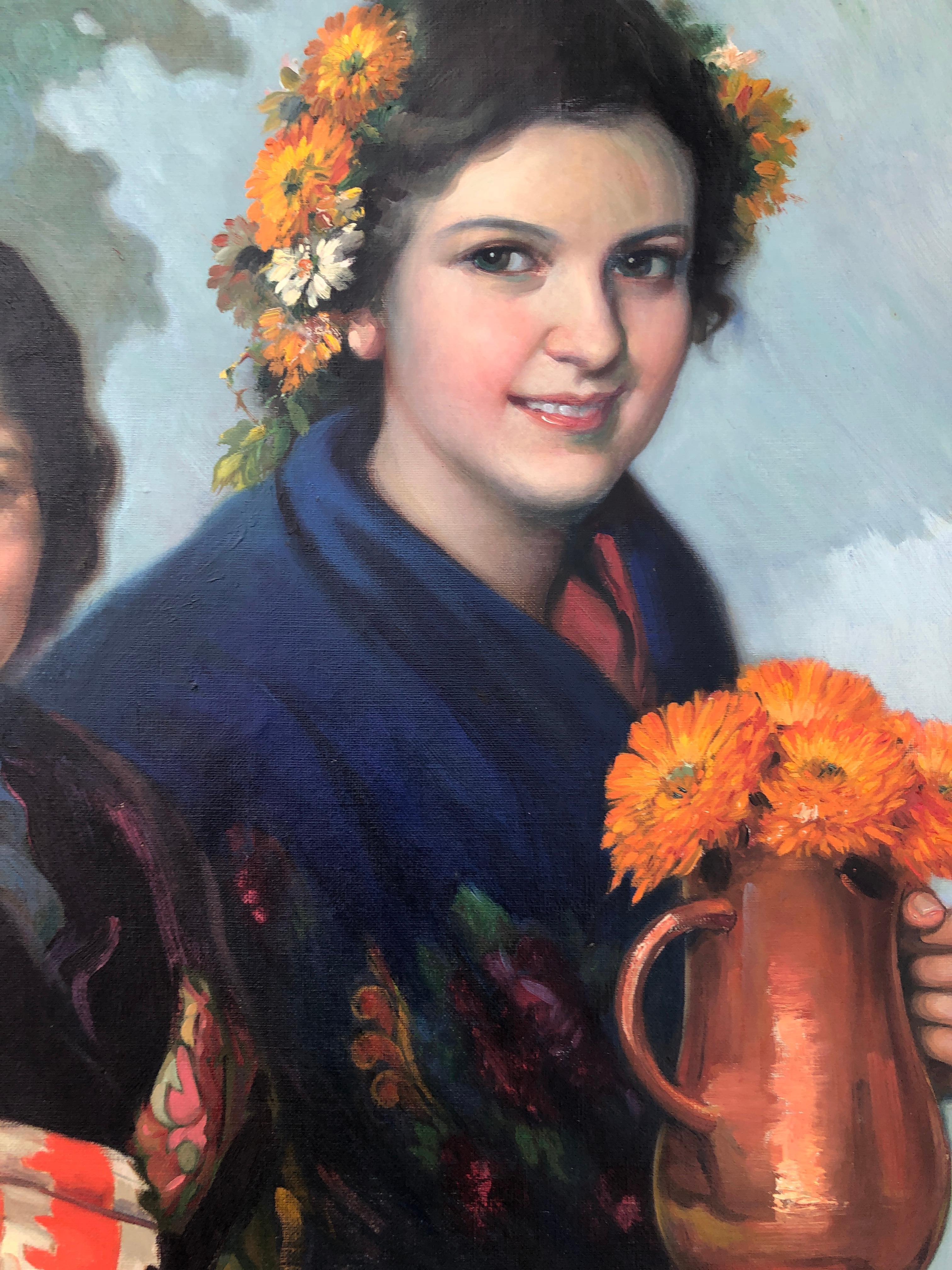 Hijas de España óleo sobre lienzo pintura mujer joven 1