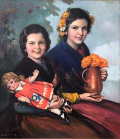 Hijas de España óleo sobre lienzo pintura mujer joven