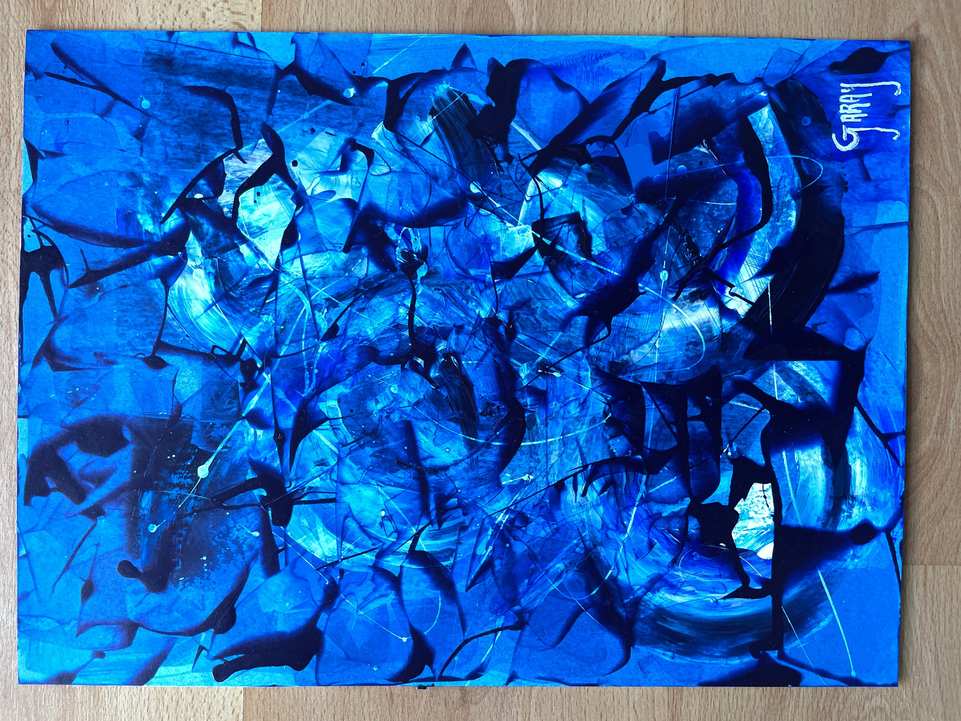 Papier abstrait 001 - Gris Abstract Painting par Juan Jose Garay