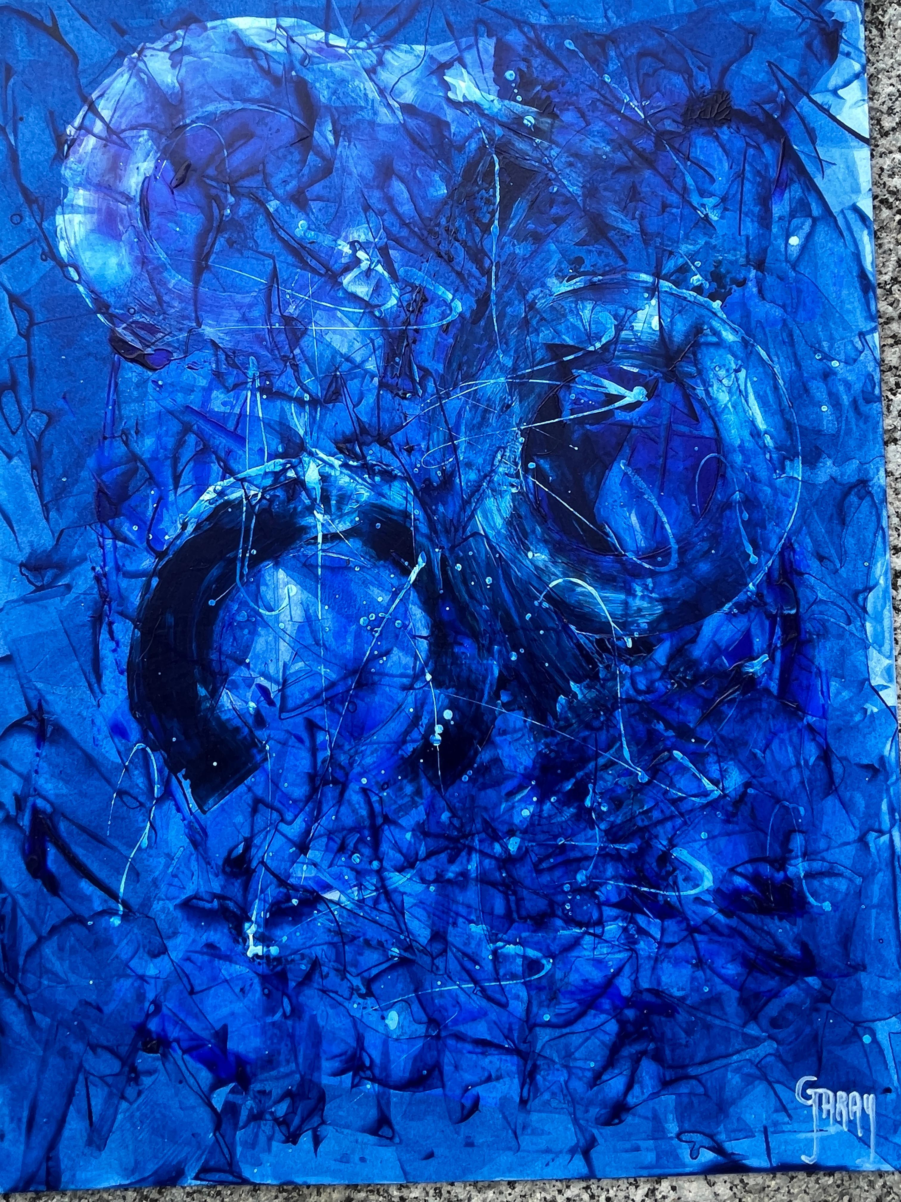 Papier abstrait 006 - Gris Interior Painting par Juan Jose Garay