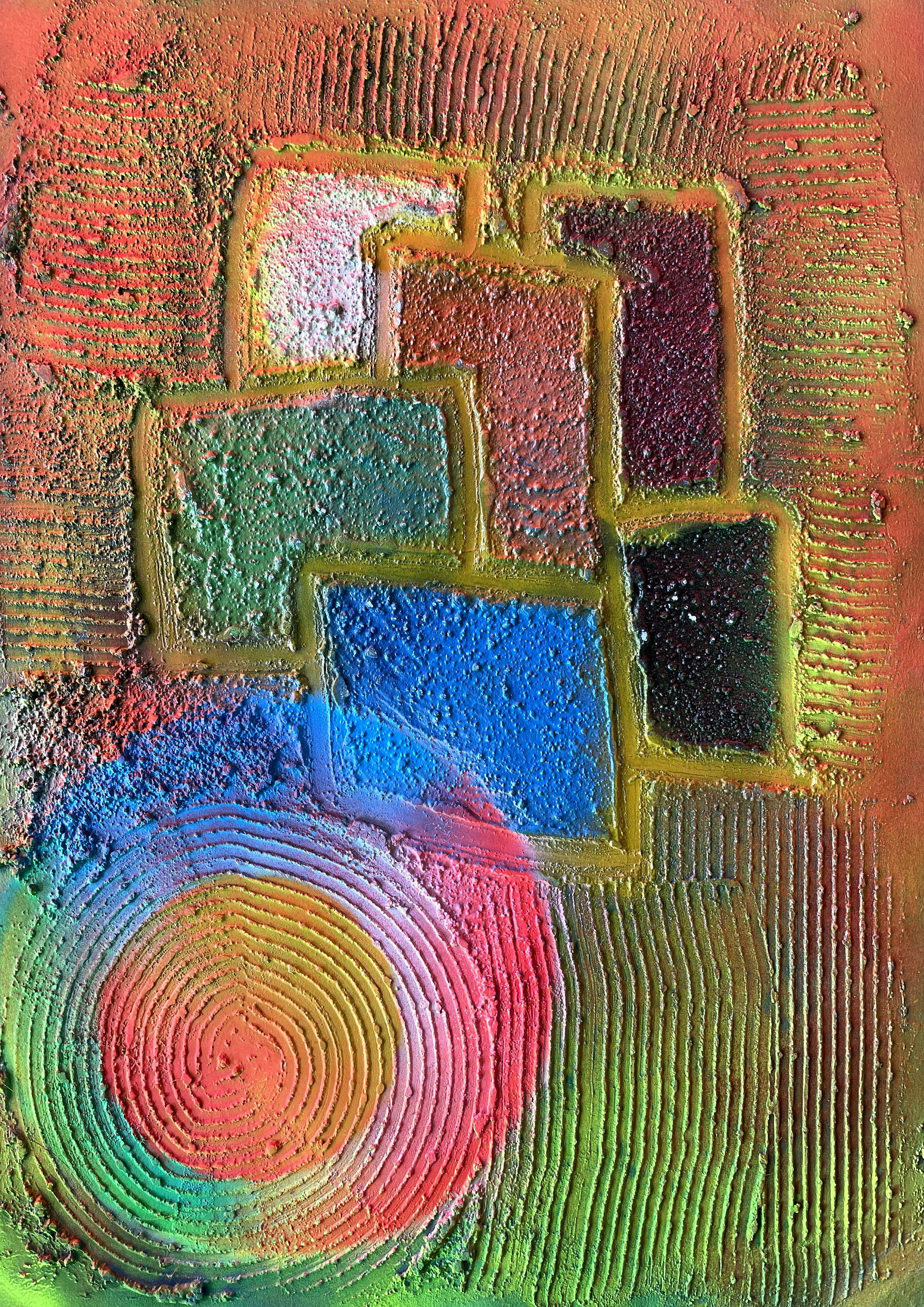 Cercle de transformation abstrait 017 - Expressionnisme abstrait Painting par Juan Jose Garay