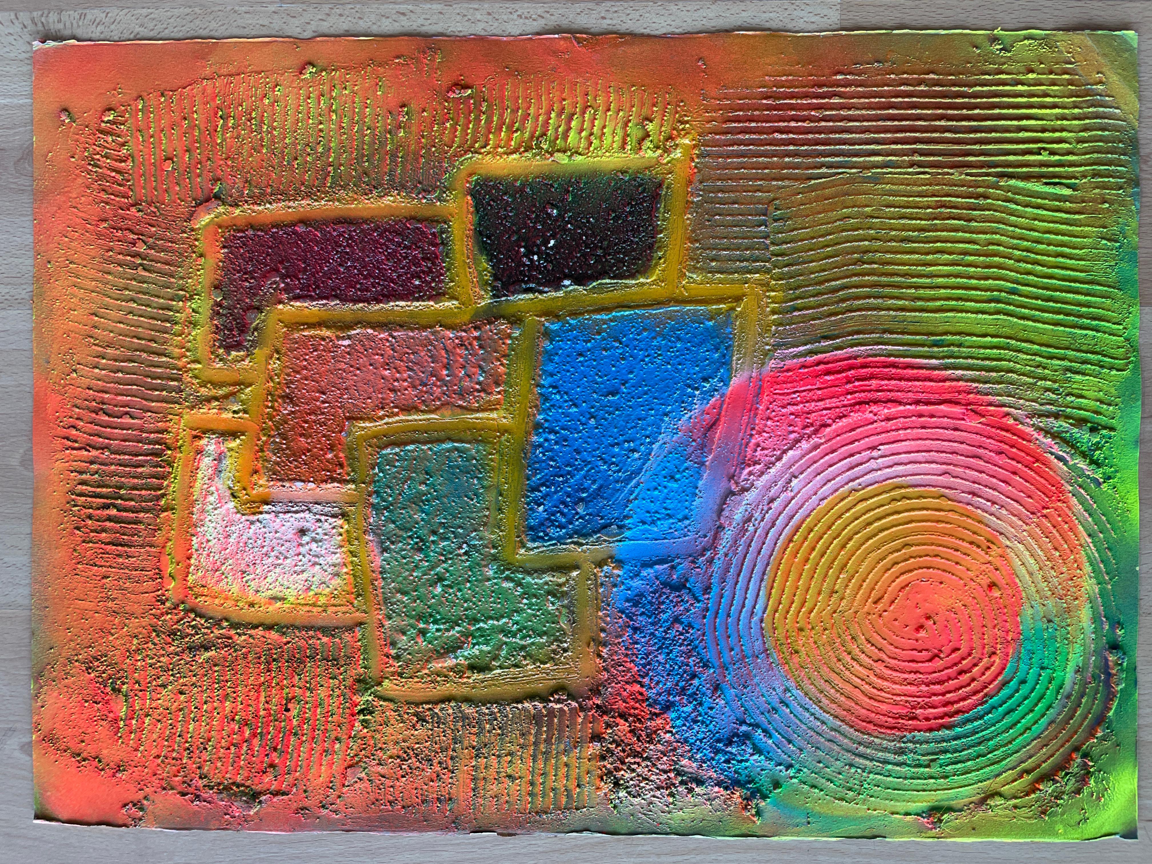 Cercle de transformation abstrait 017 - Marron Abstract Painting par Juan Jose Garay