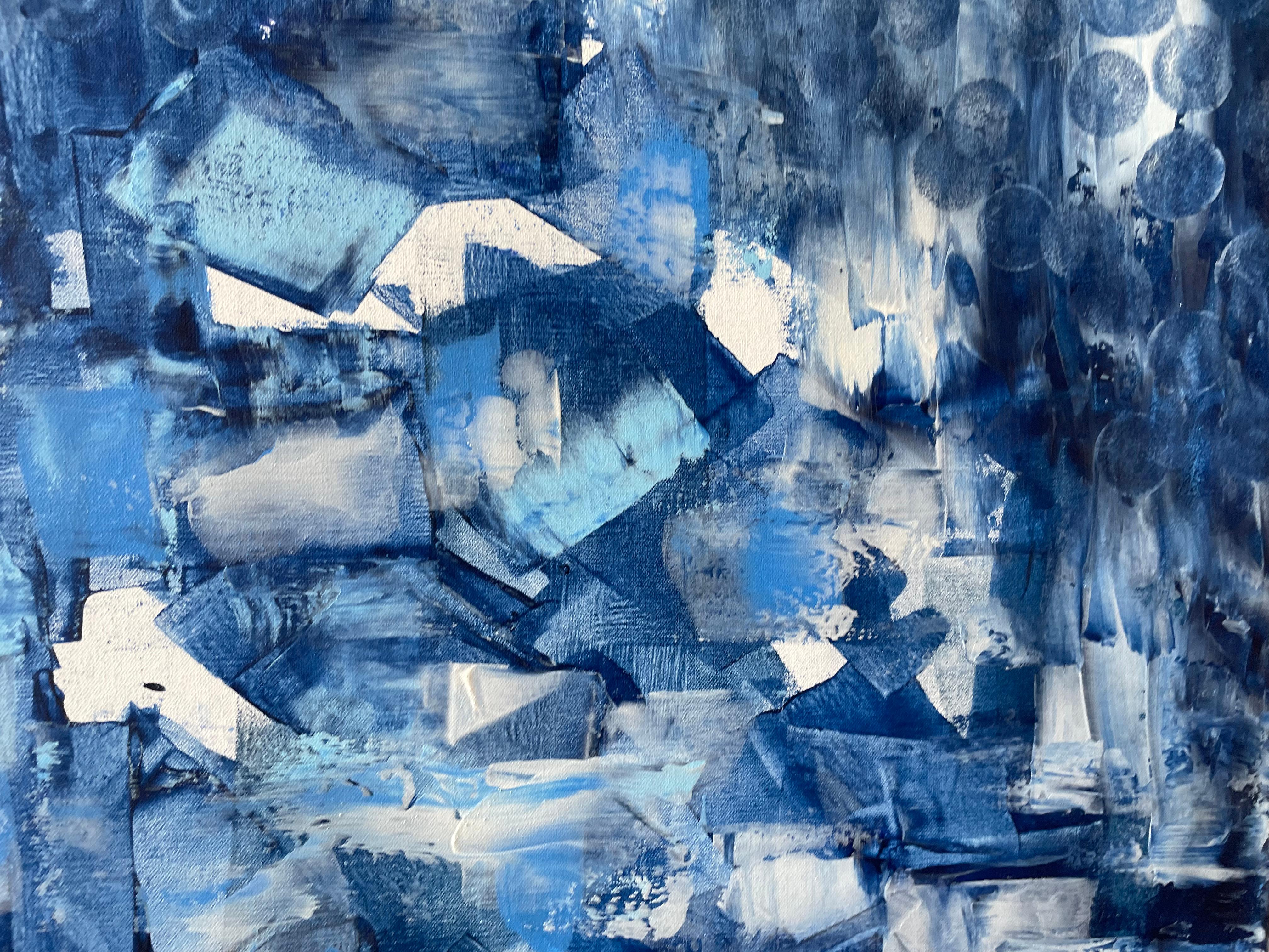 Abstraction in Blue and White For Sale 6