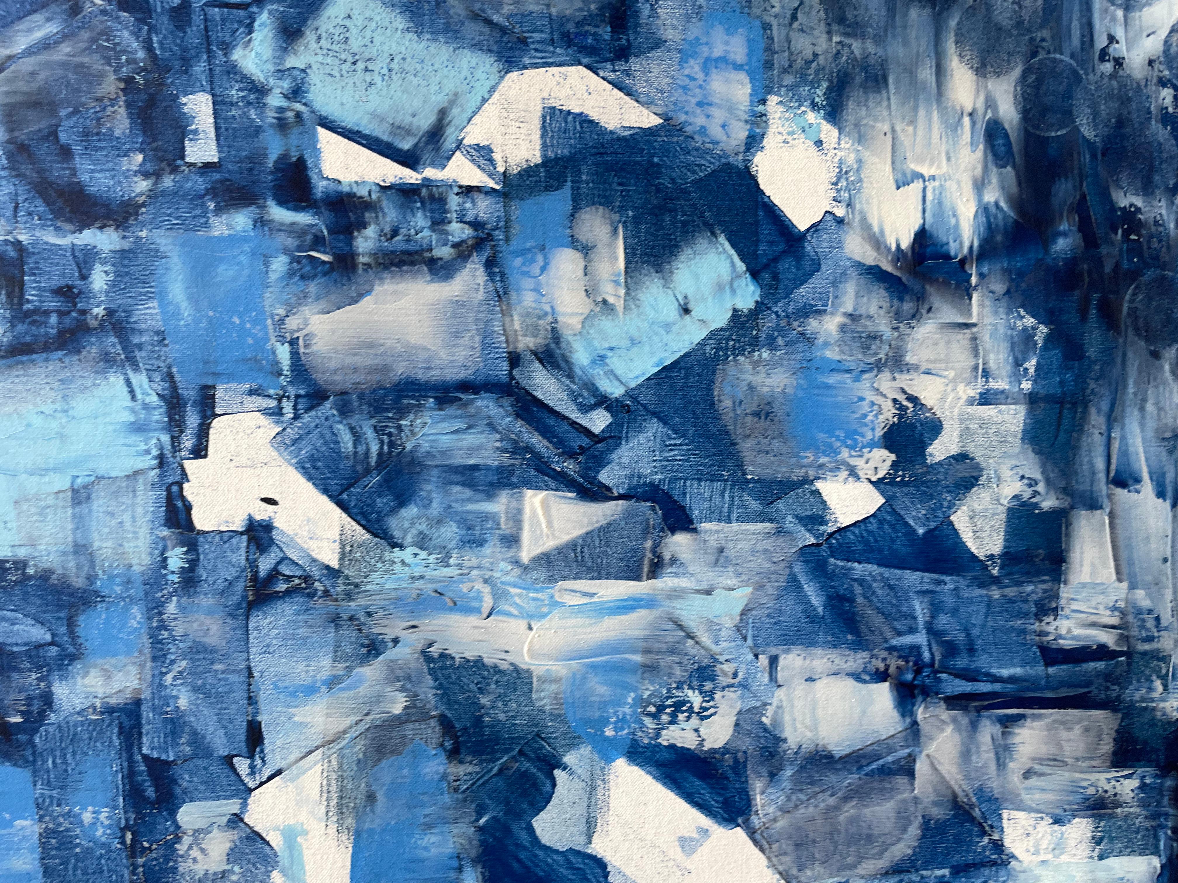 Abstraction in Blue and White For Sale 7
