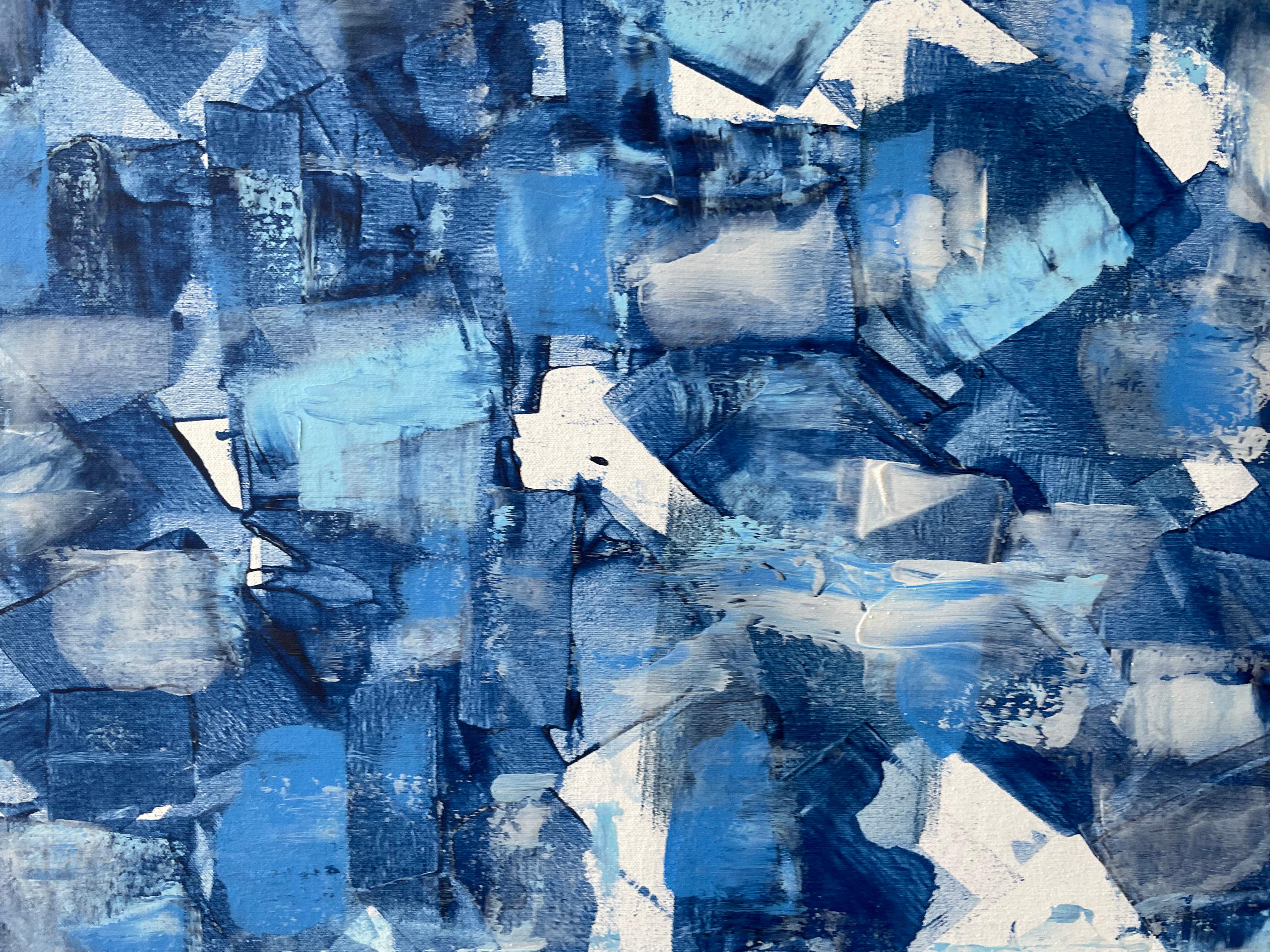 Abstraction in Blue and White For Sale 8