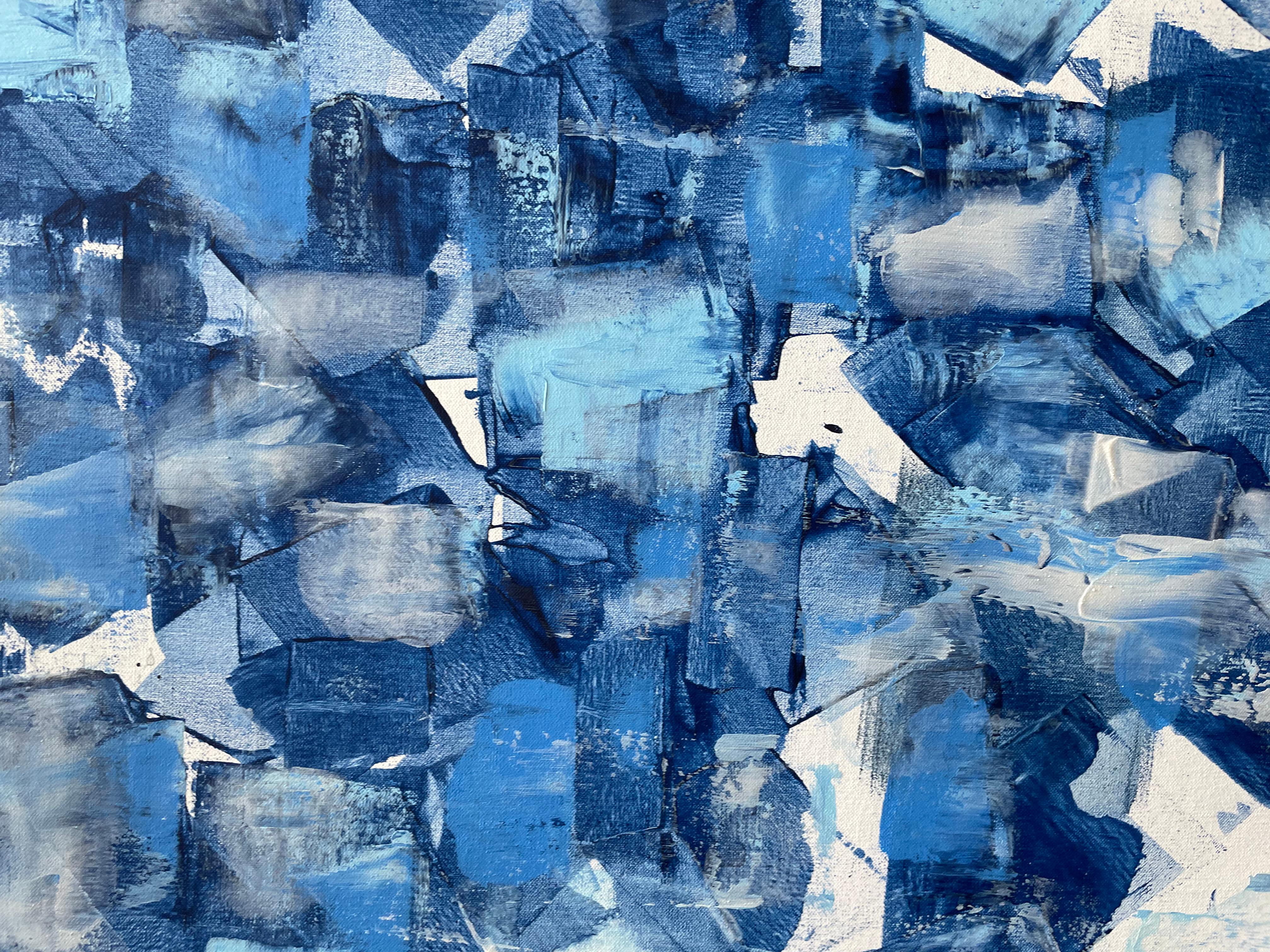 Abstraction in Blue and White For Sale 9