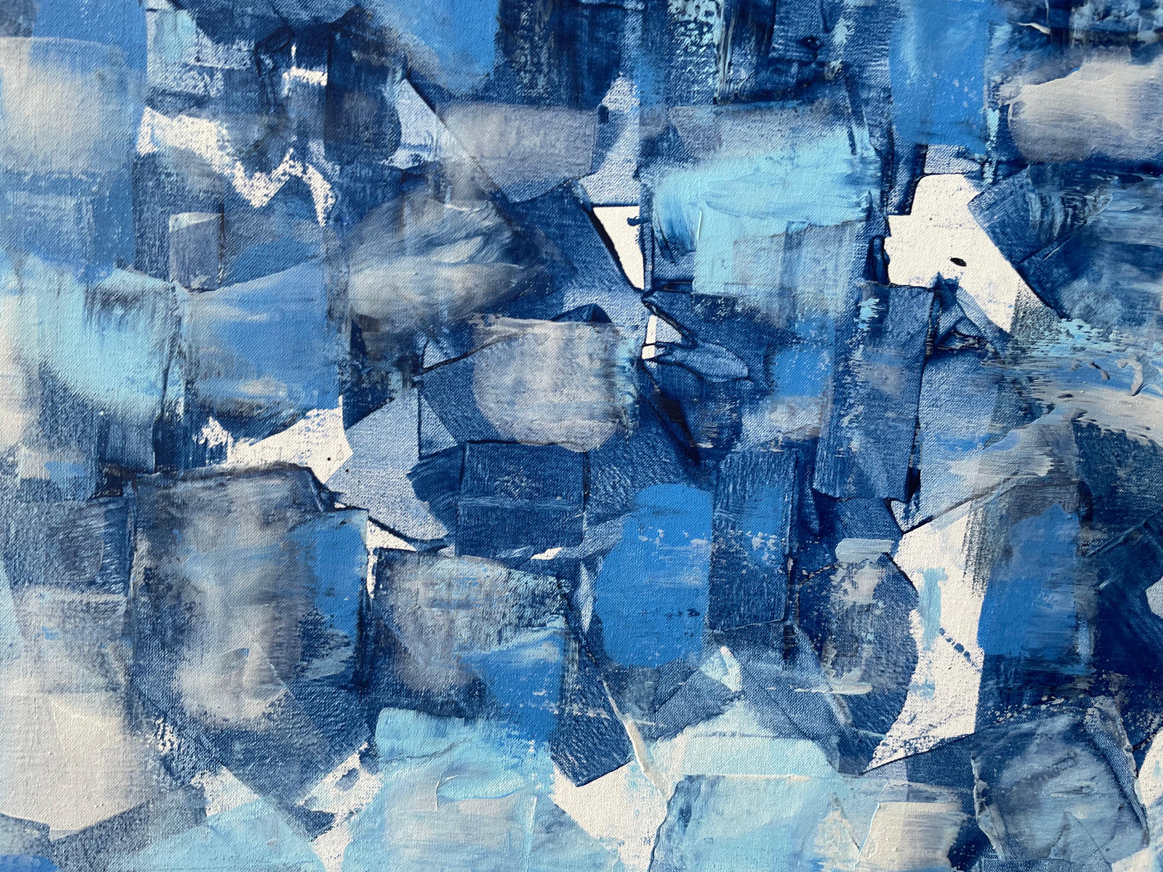 Abstraction in Blue and White For Sale 10