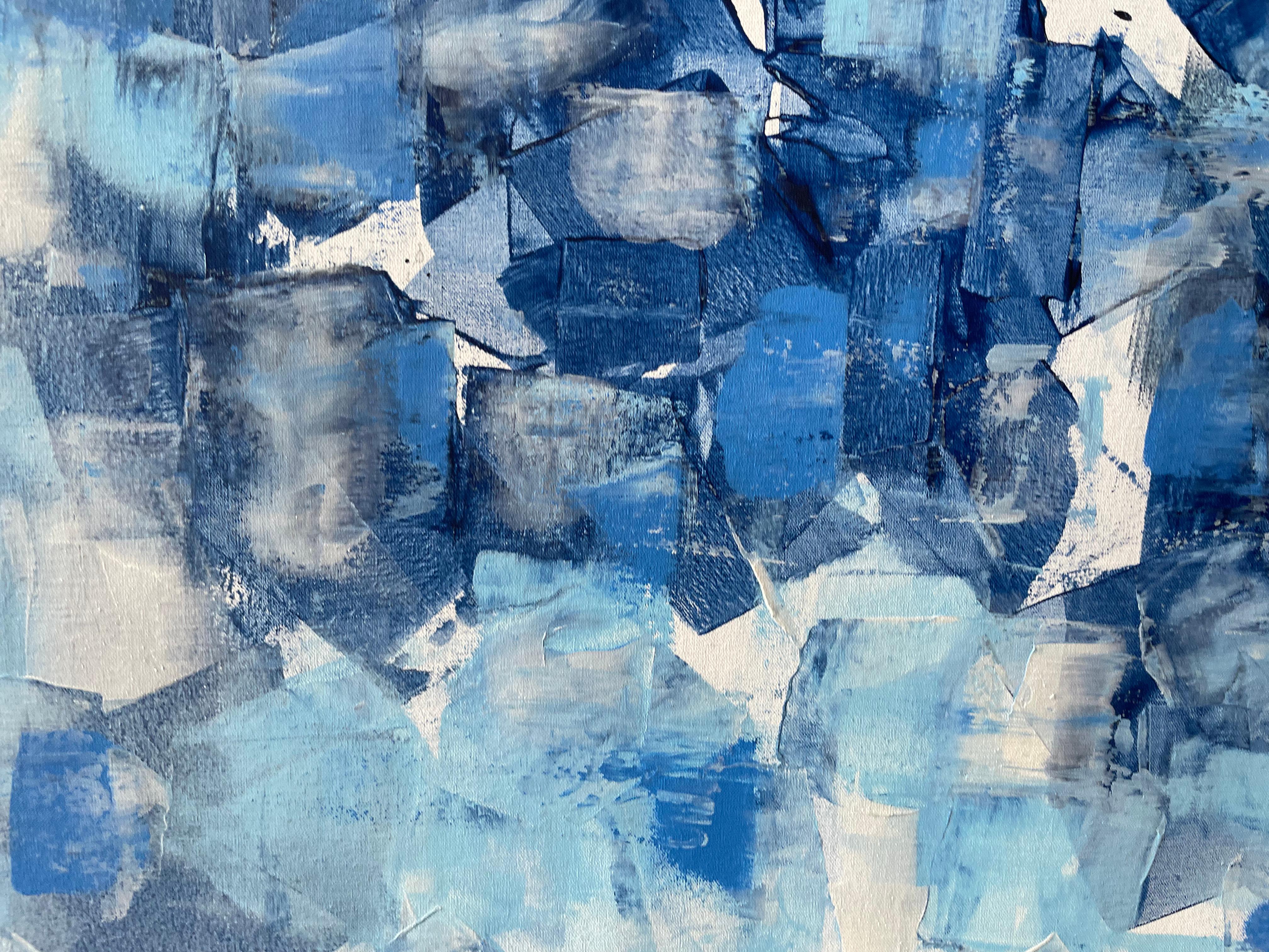 Abstraction in Blue and White For Sale 11