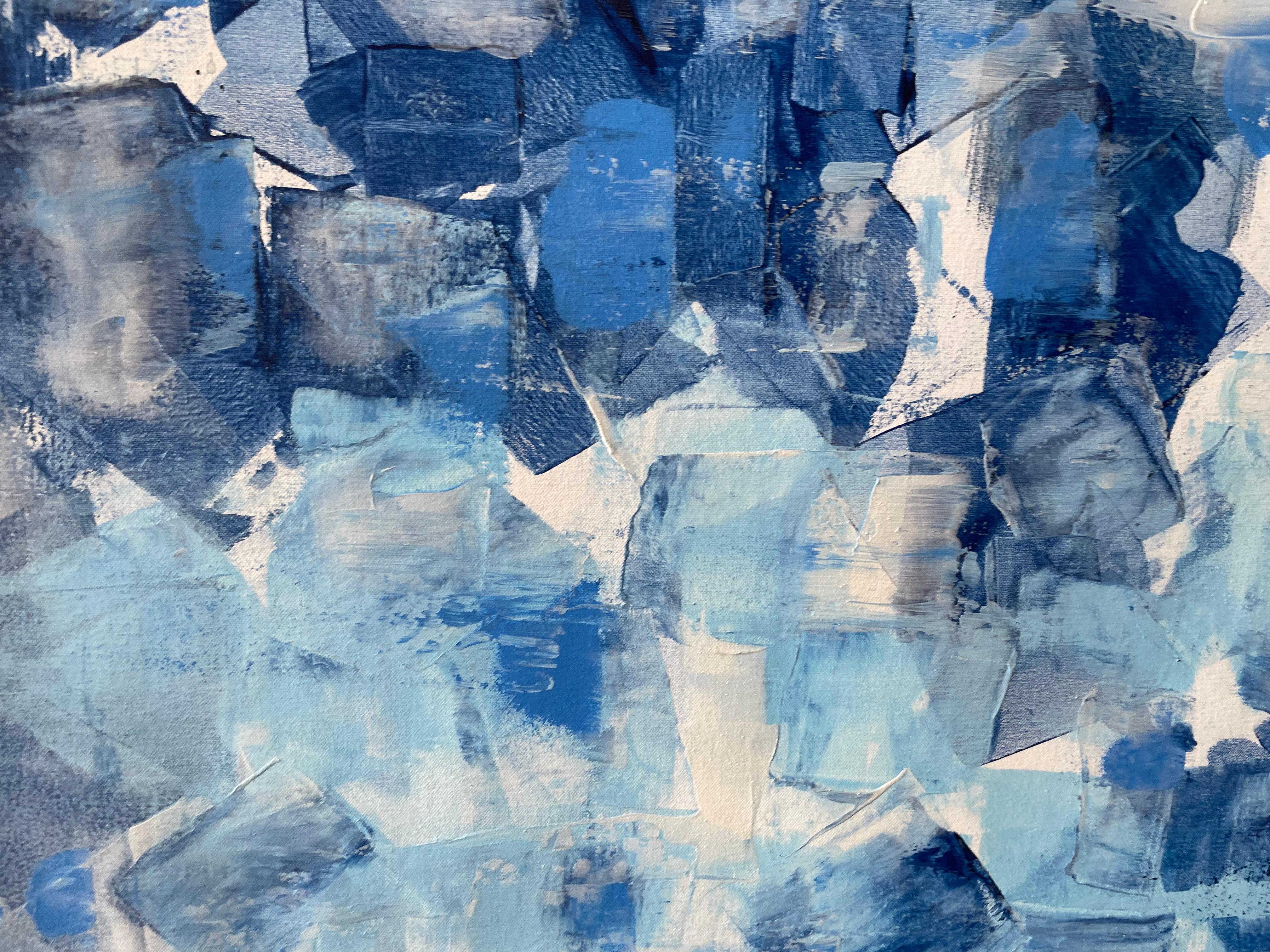 Abstraction in Blue and White For Sale 12