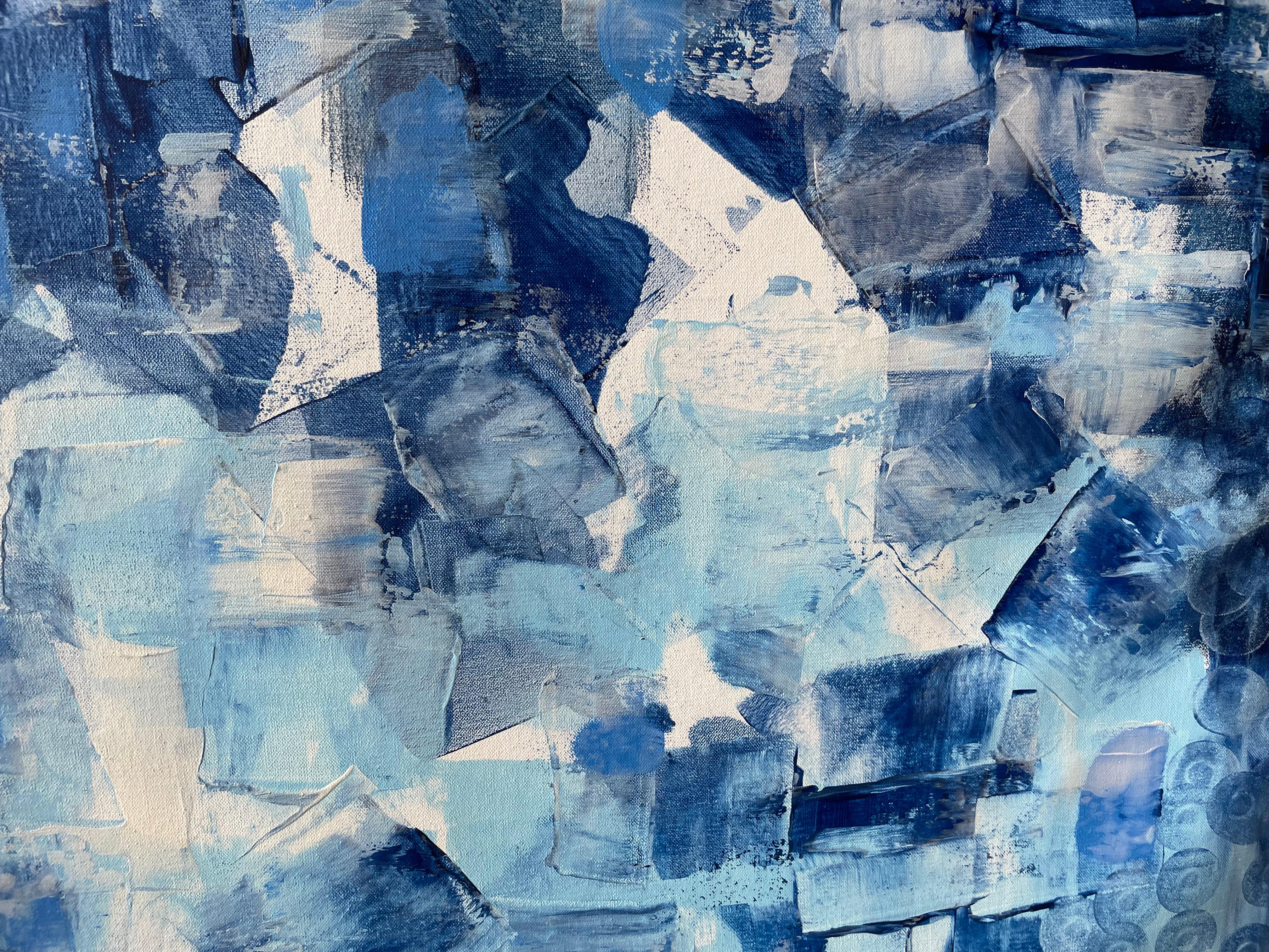 Abstraction in Blue and White For Sale 14