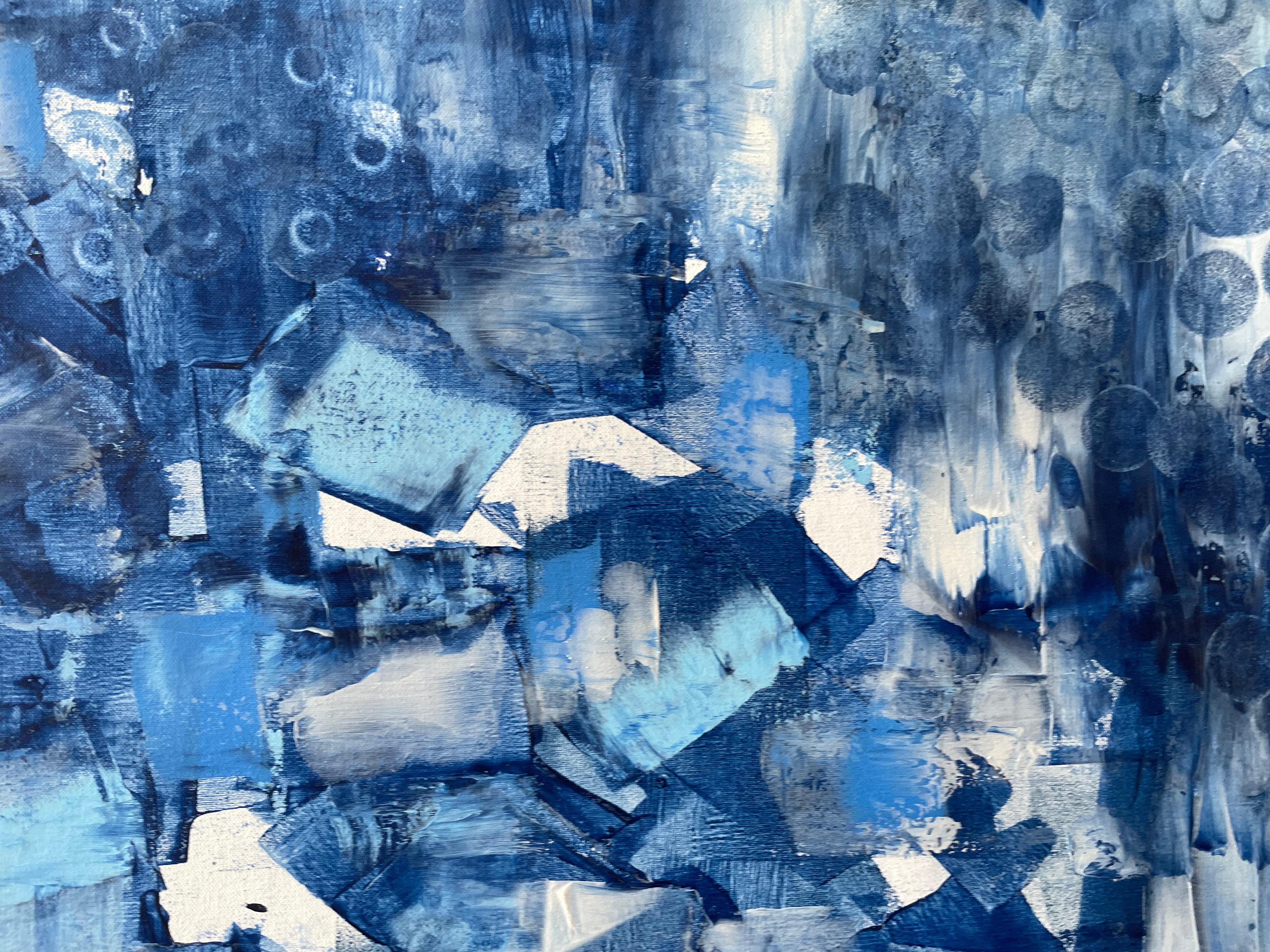 Abstraction in Blue and White For Sale 5