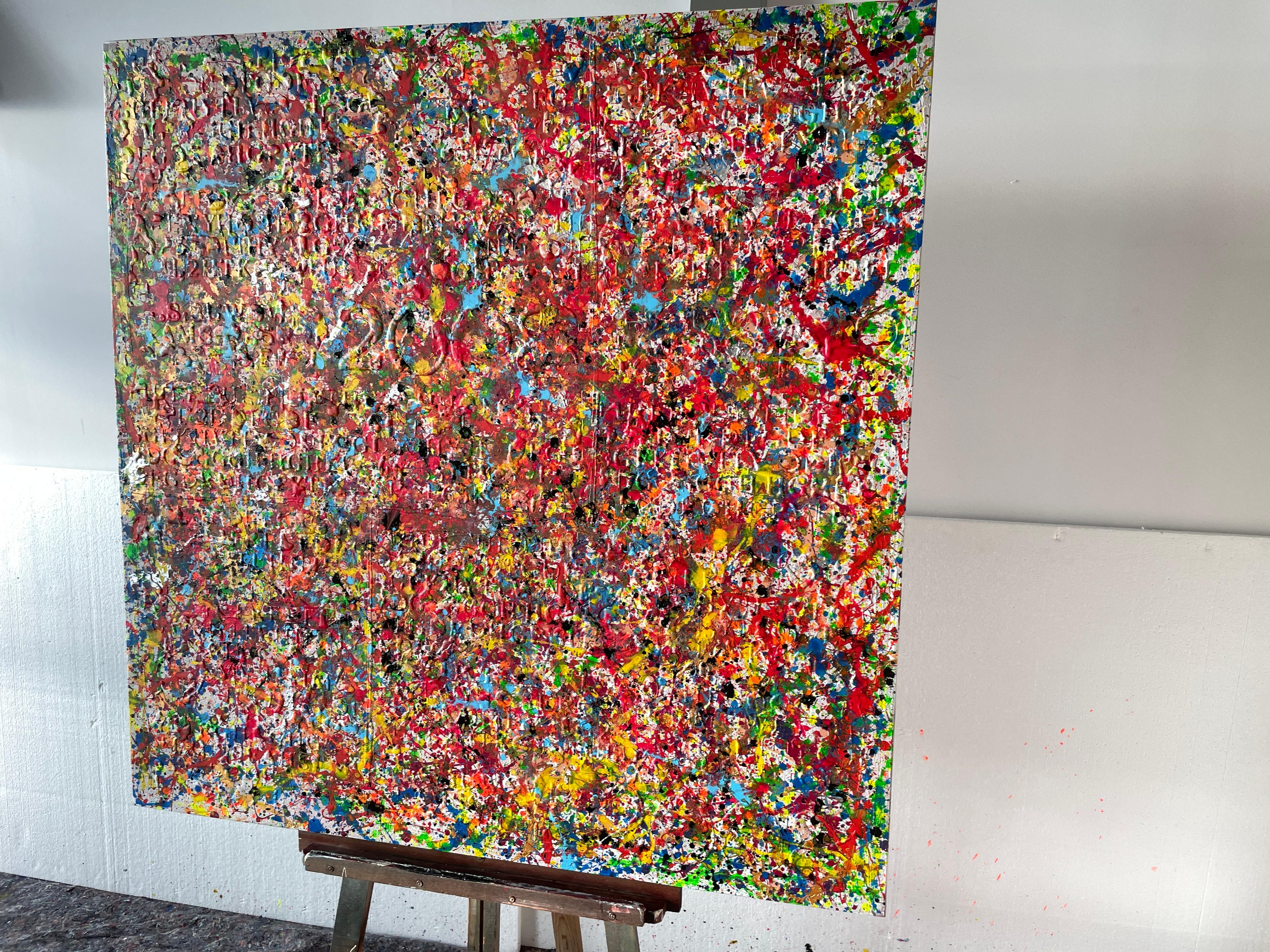 Beyond Words and Numbers - Brown Abstract Painting by Juan Jose Garay