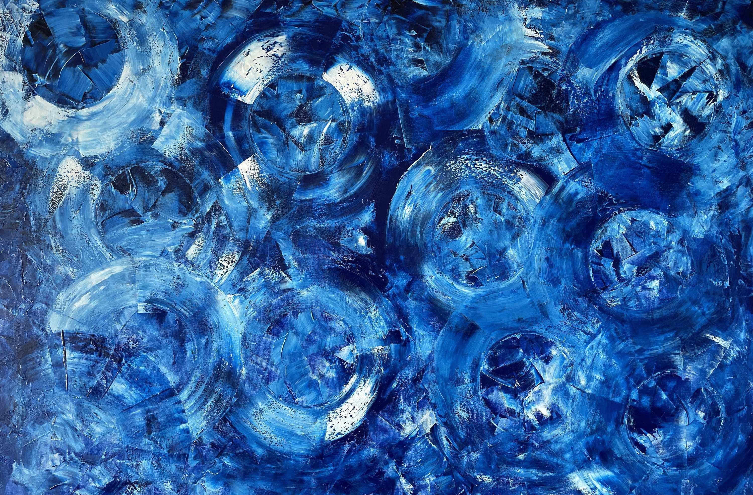 Abstract Painting Juan Jose Garay - Cercle de paix bleu