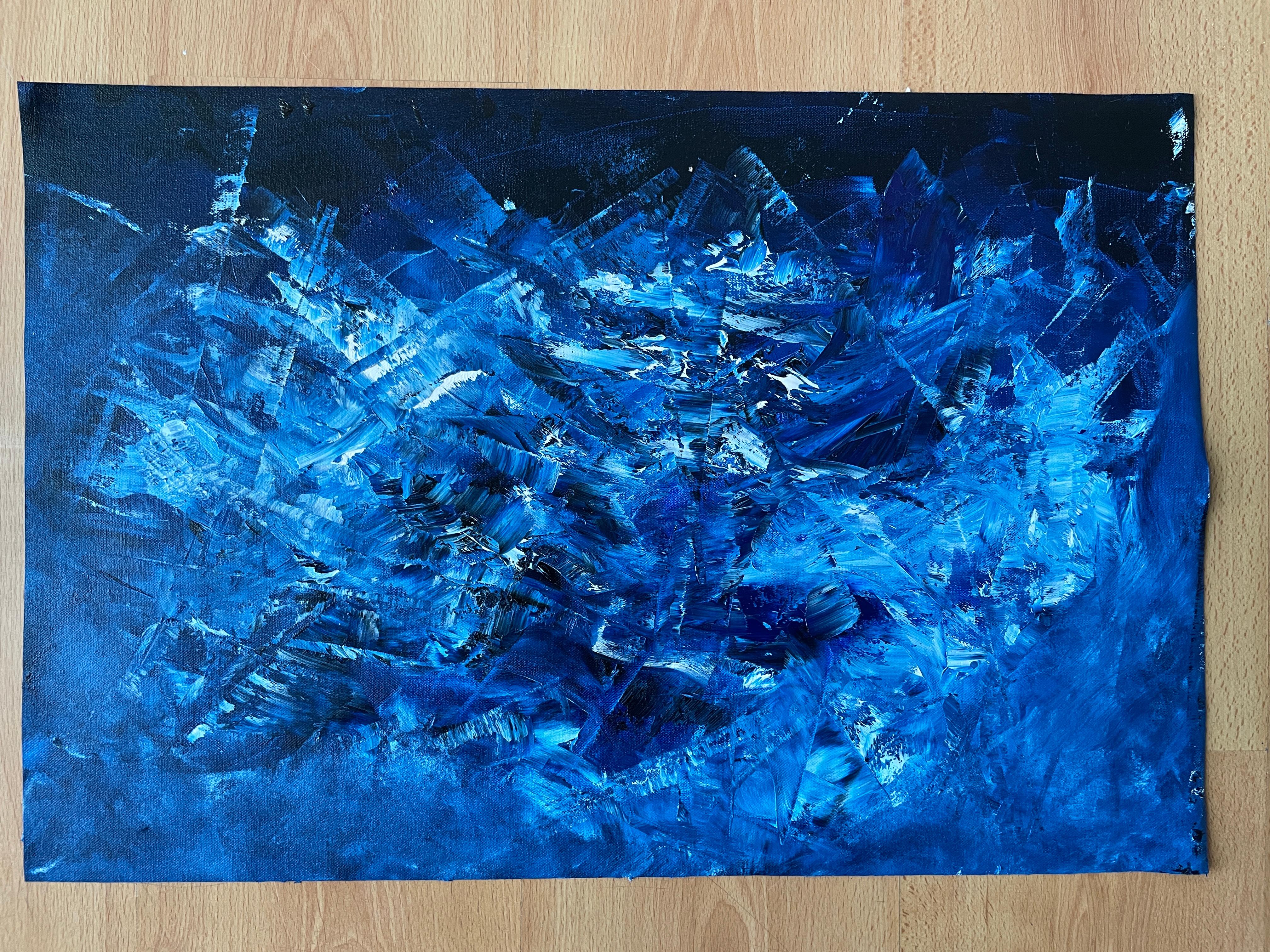 Blue Cosmic 01 - Abstract Expressionist Painting by Juan Jose Garay