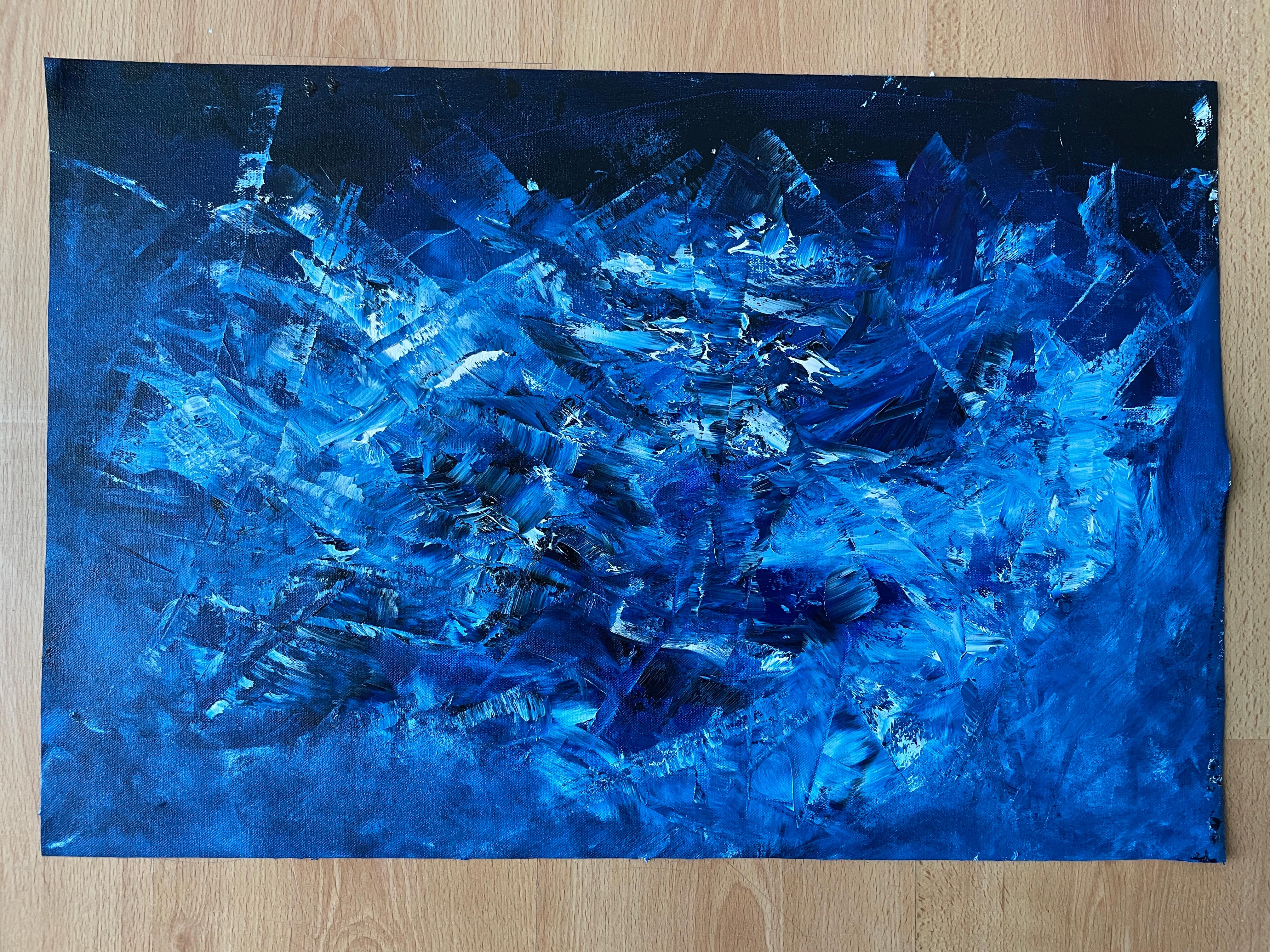 Blue Cosmic 01 - Gray Interior Painting by Juan Jose Garay