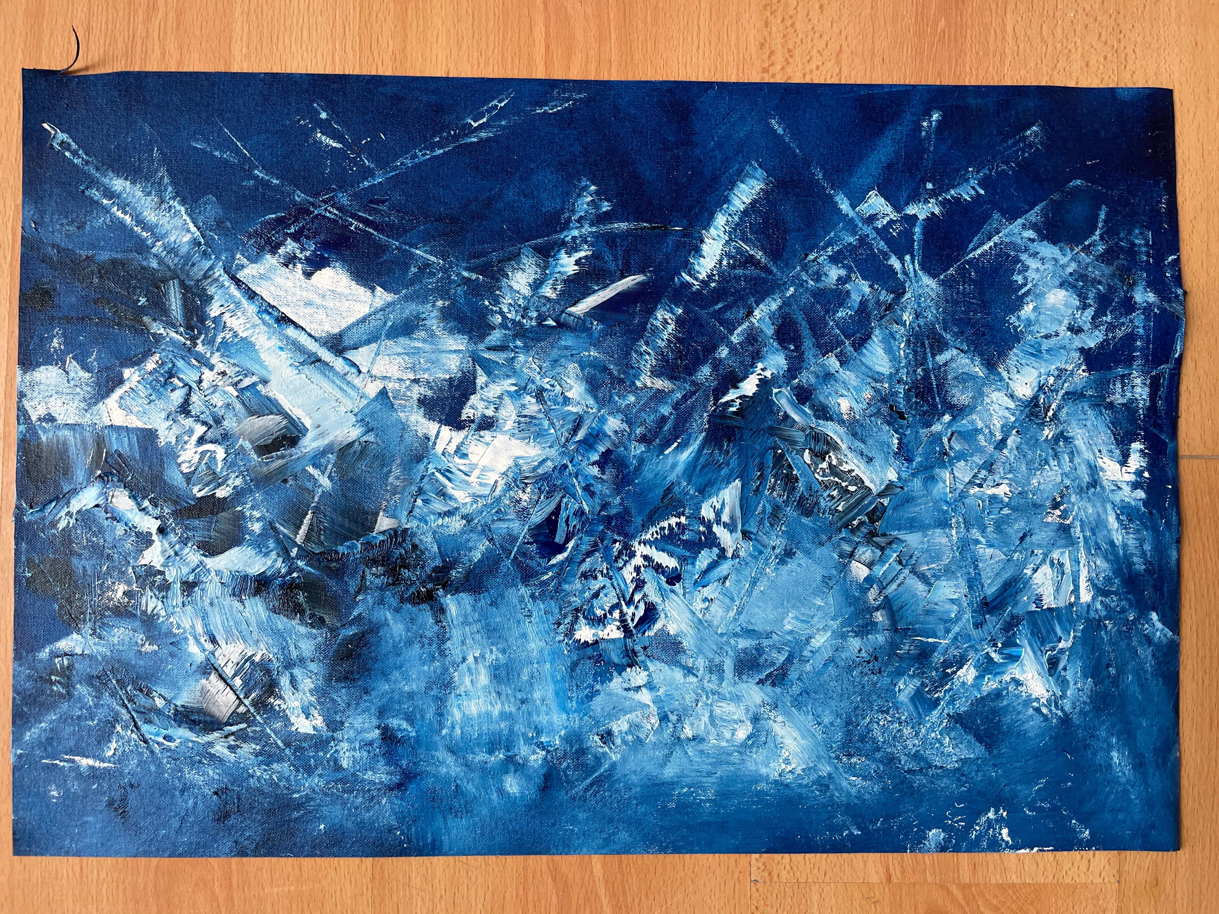 Blue Cosmic 03 - Abstract Expressionist Painting by Juan Jose Garay