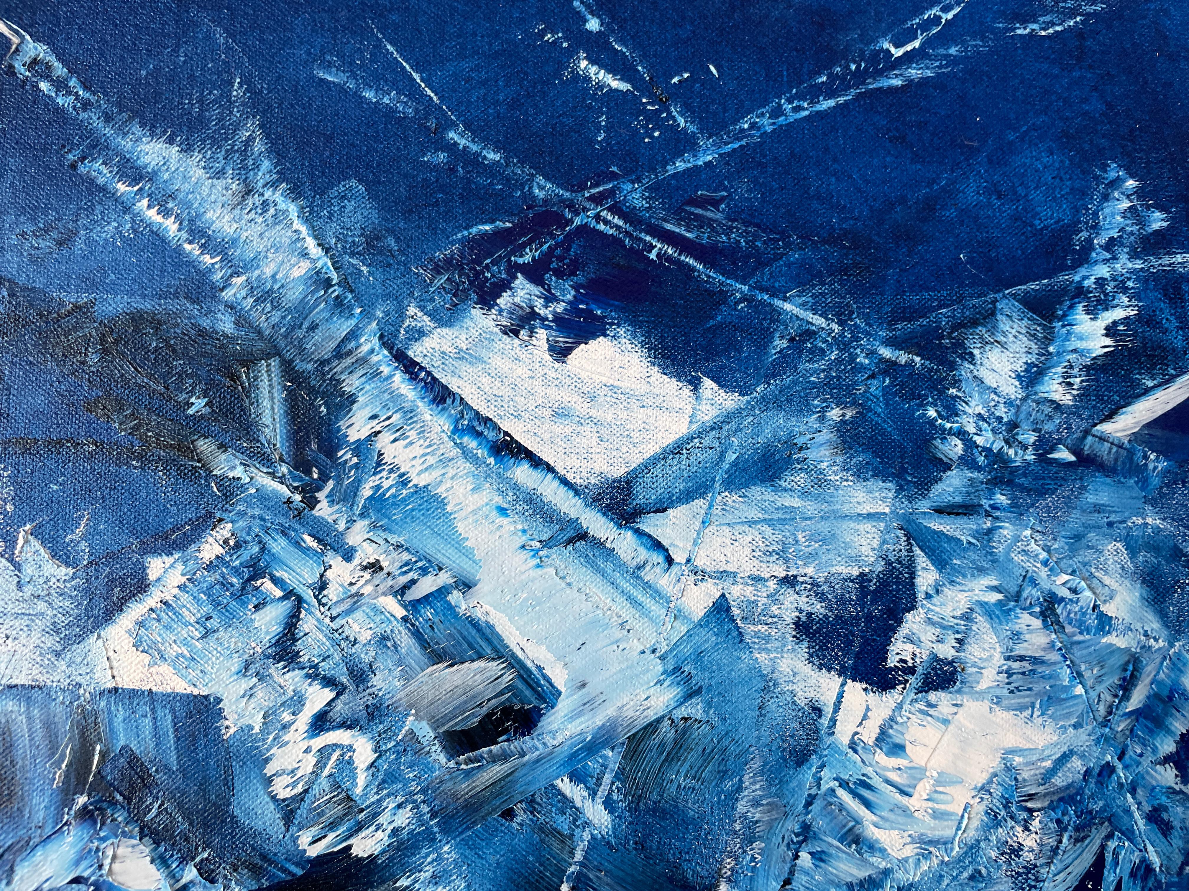 Blue Cosmic 03 - Gray Abstract Painting by Juan Jose Garay