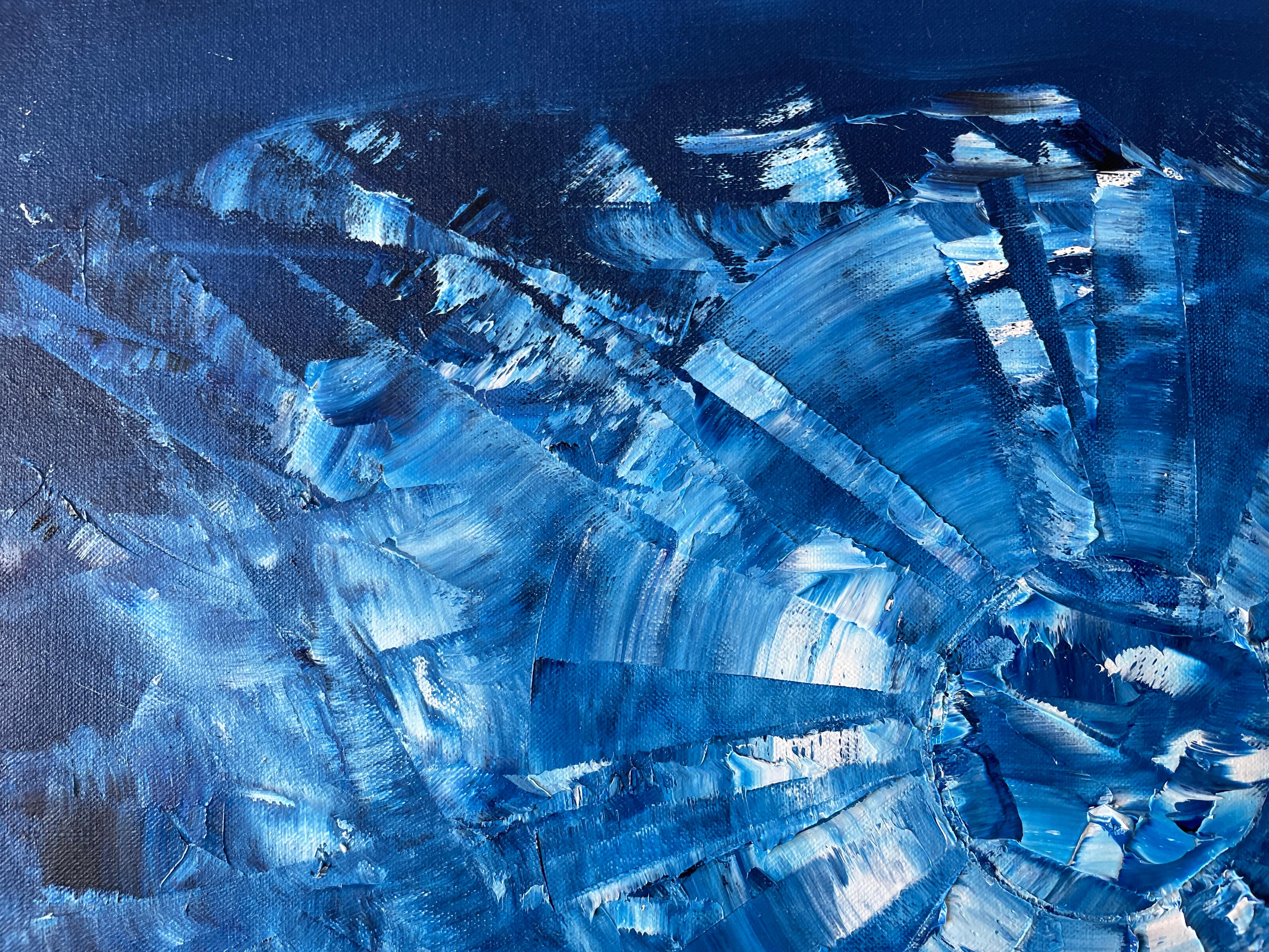 Blue Cosmic 04 - Gray Abstract Painting by Juan Jose Garay