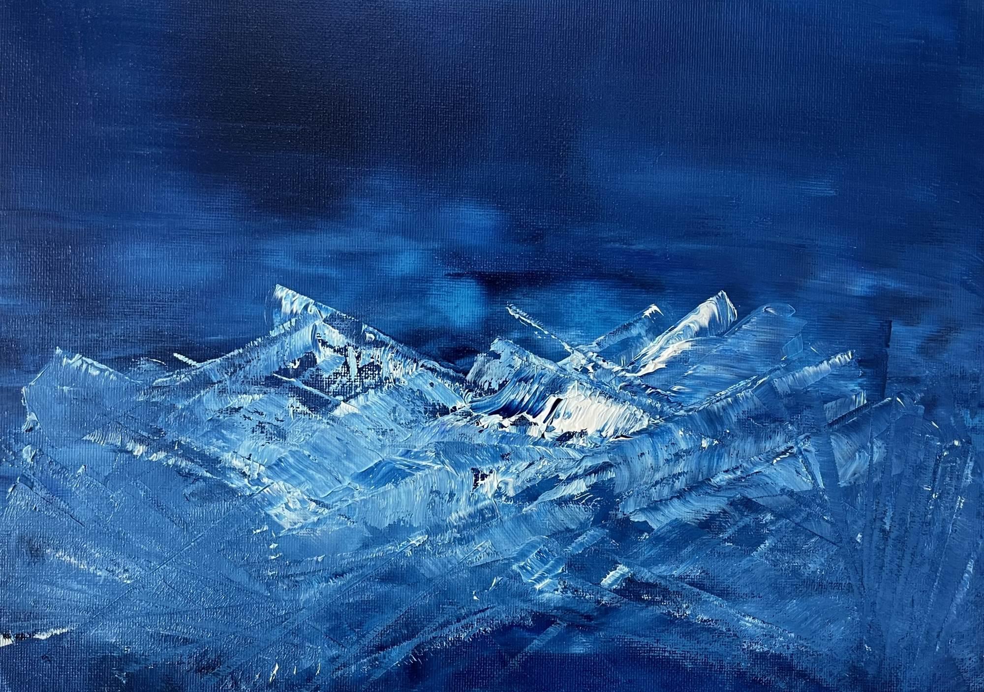 Blaue Traumlandschaft 01 (Grau), Abstract Painting, von Juan Jose Garay