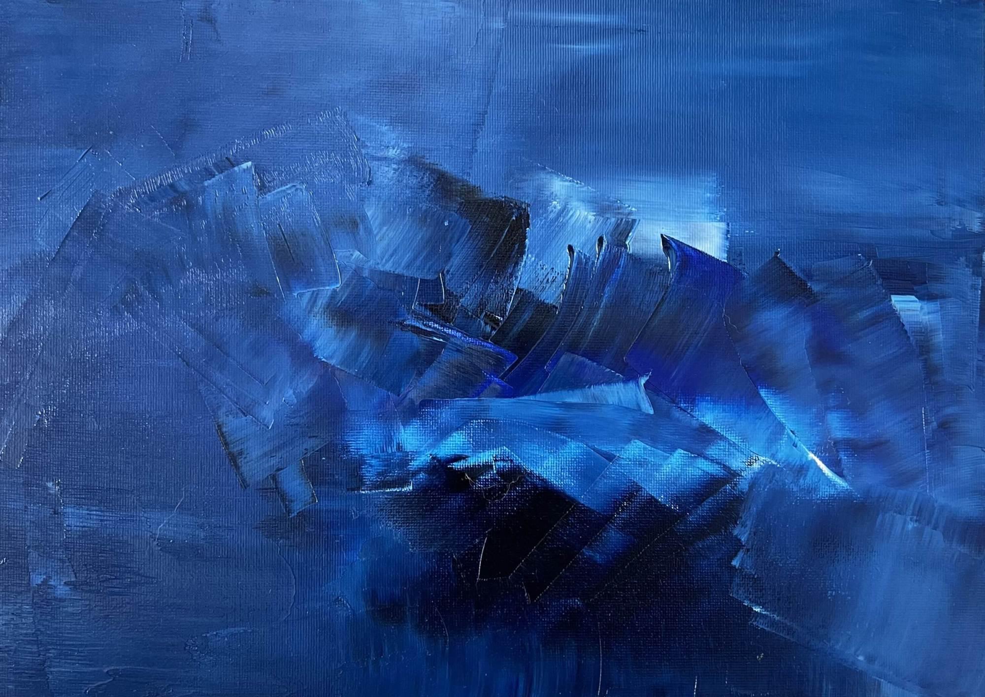 Blue Dream Landscape 02 - Abstract Expressionist Painting by Juan Jose Garay