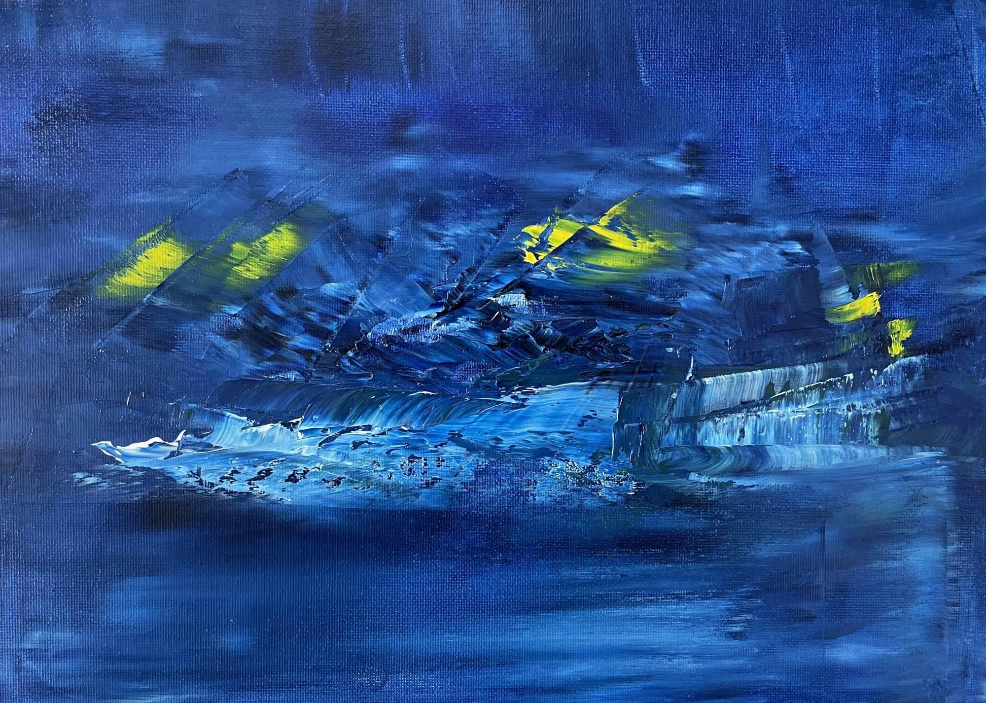 Paysage de rêve bleu 10 - Expressionnisme abstrait Painting par Juan Jose Garay